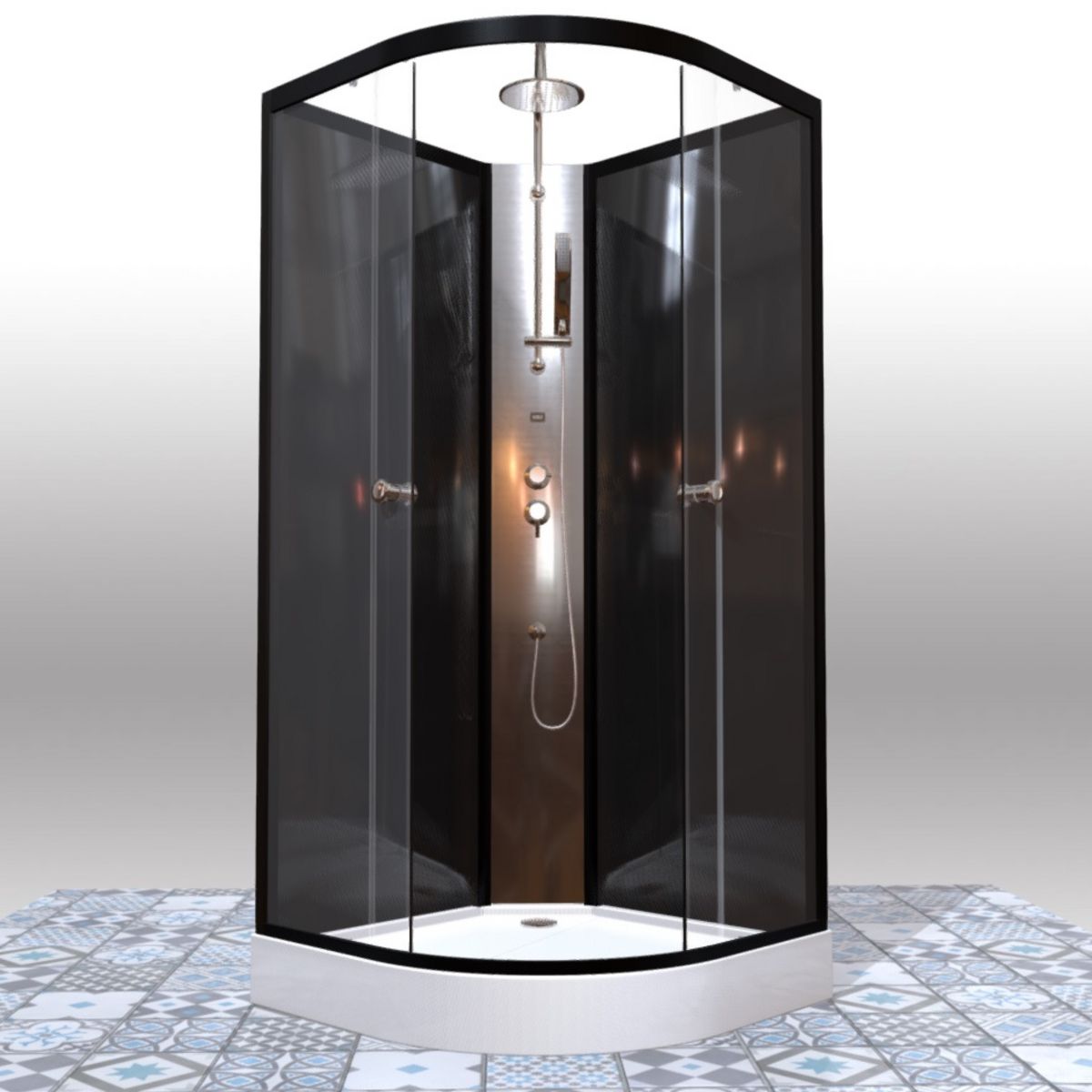 Aurlane Cabine de douche quart de rond noire 85x85 cm - GRAPHITE