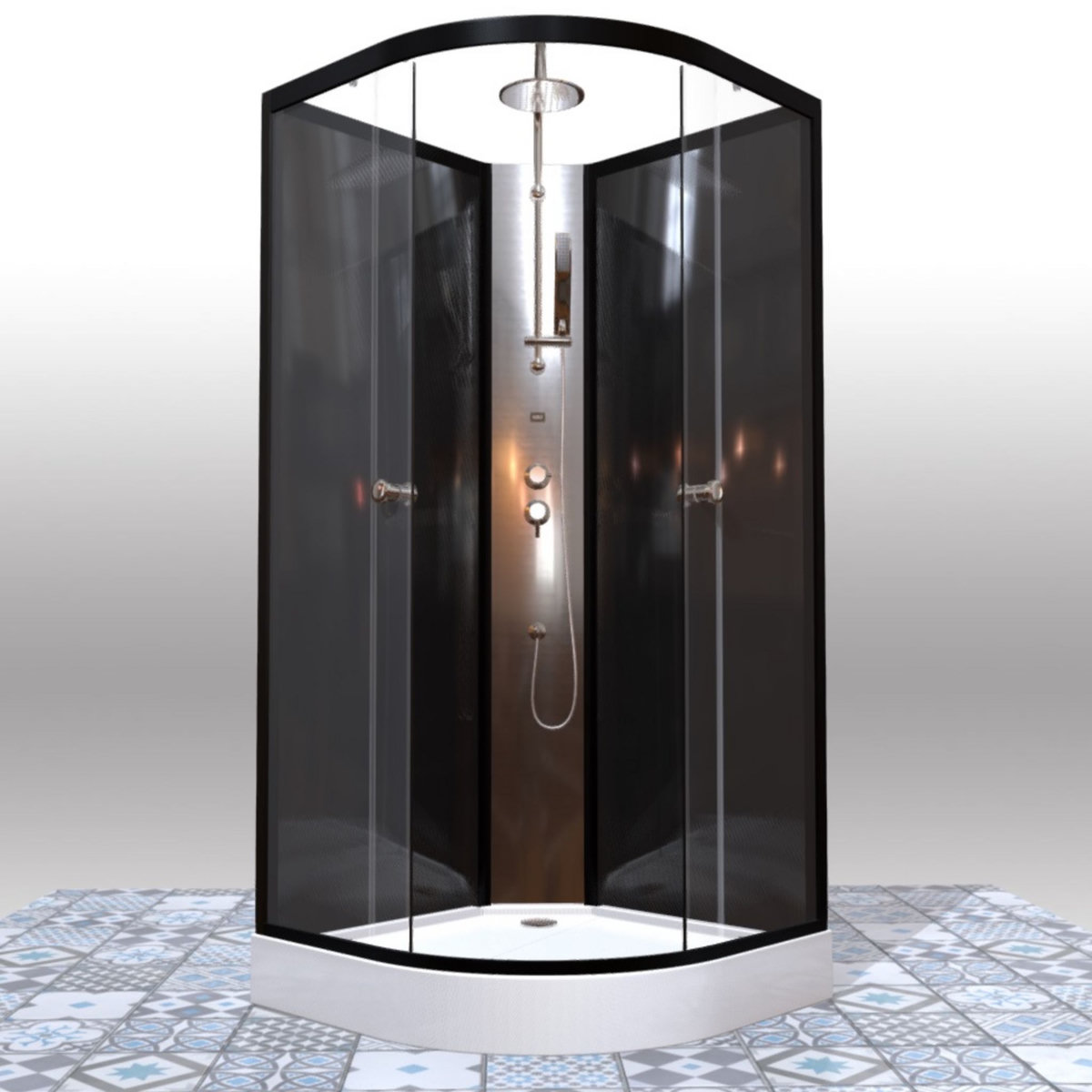 Aurlane Cabine de douche quart de rond noire 85x85 cm - GRAPHITE