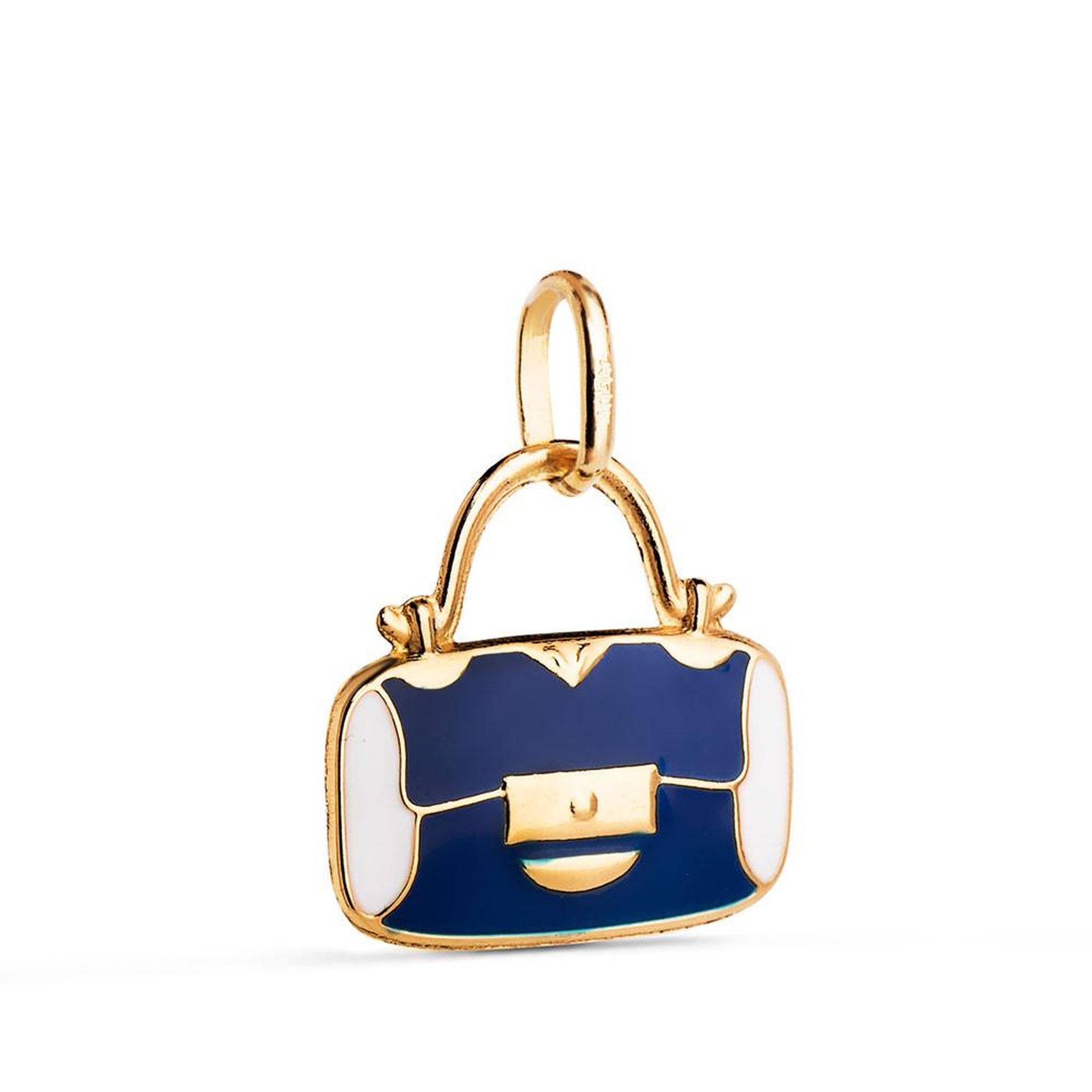 L'ATELIER D'AZUR Pendentif Or 18 Carats 750 Jaune - Motif Sac à Main Laqué - Chaine Offerte