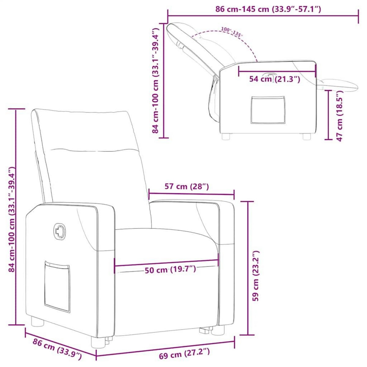 VIDAXL Fauteuil inclinable taupe tissu