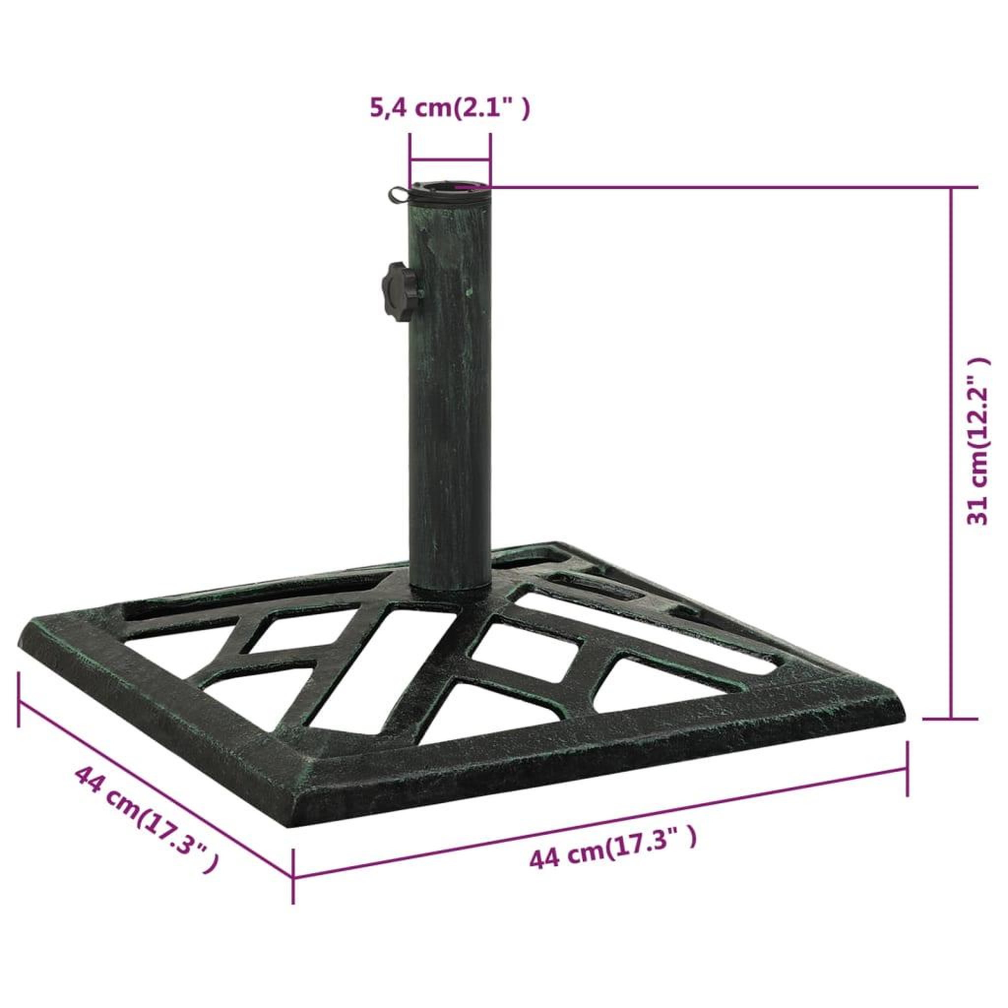 Voir la diapositive 6 : VIDAXL Socle de parasol Vert 44x44x31 cm Fonte