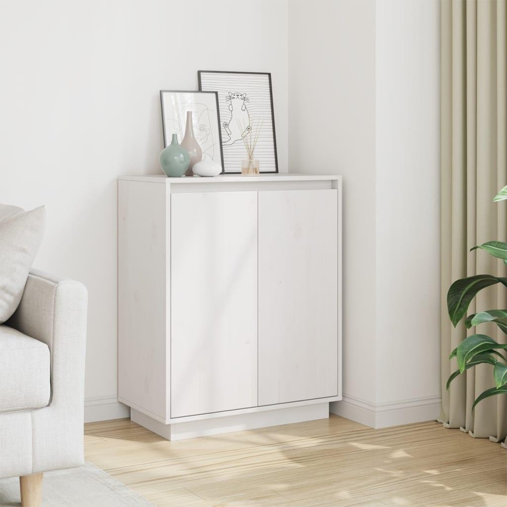 Voir la diapositive 1 : VIDAXL Buffet Blanc 60x34x75 cm Bois massif de pin