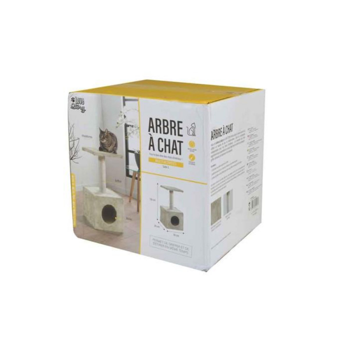 Paris Prix Arbre à Chat avec Niche  1 Plateforme  58cm Écru