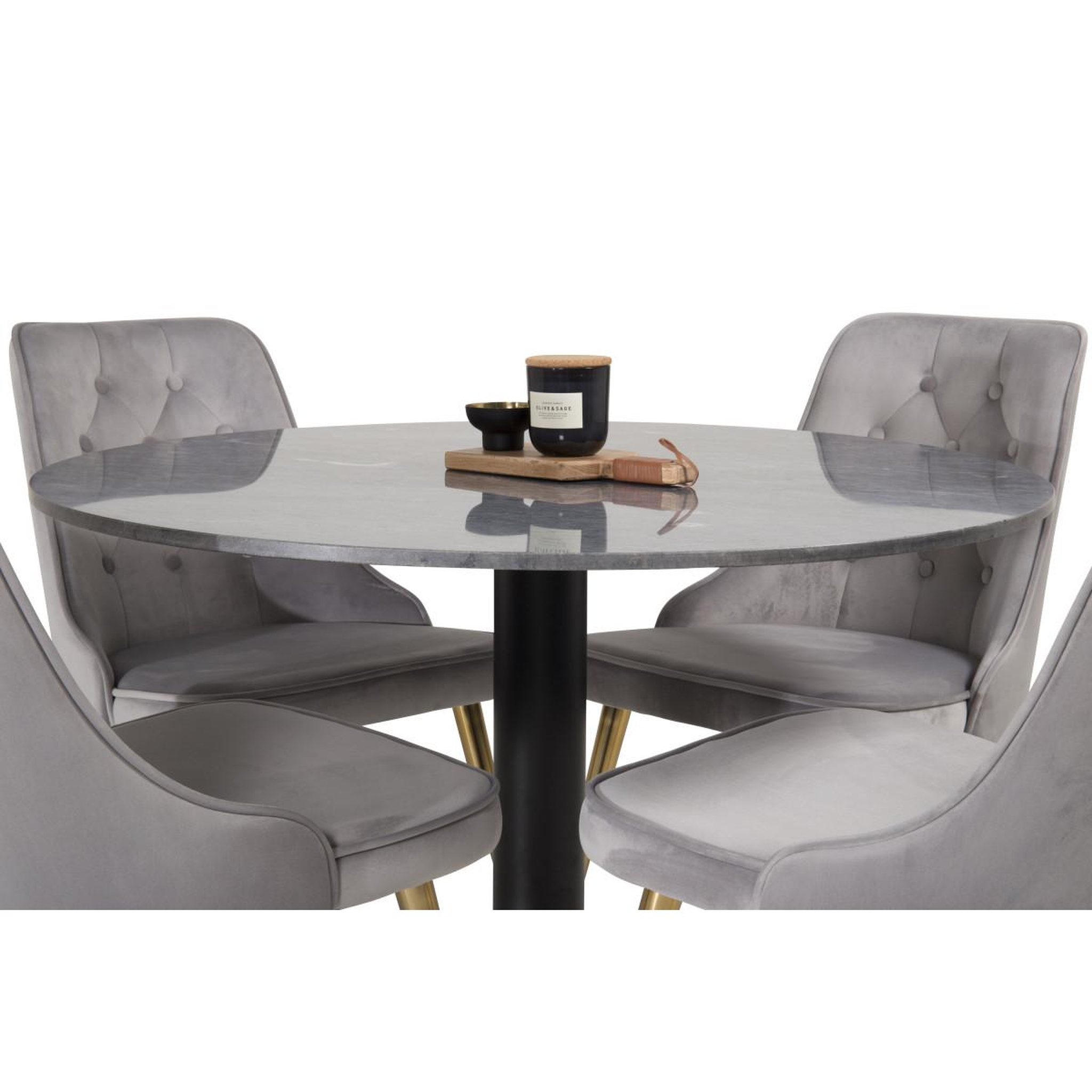 Voir la diapositive 4 : Paris Prix Ensemble table à manger & 4 chaises  estelle i & deluxe ii  106cm gris foncé & gris