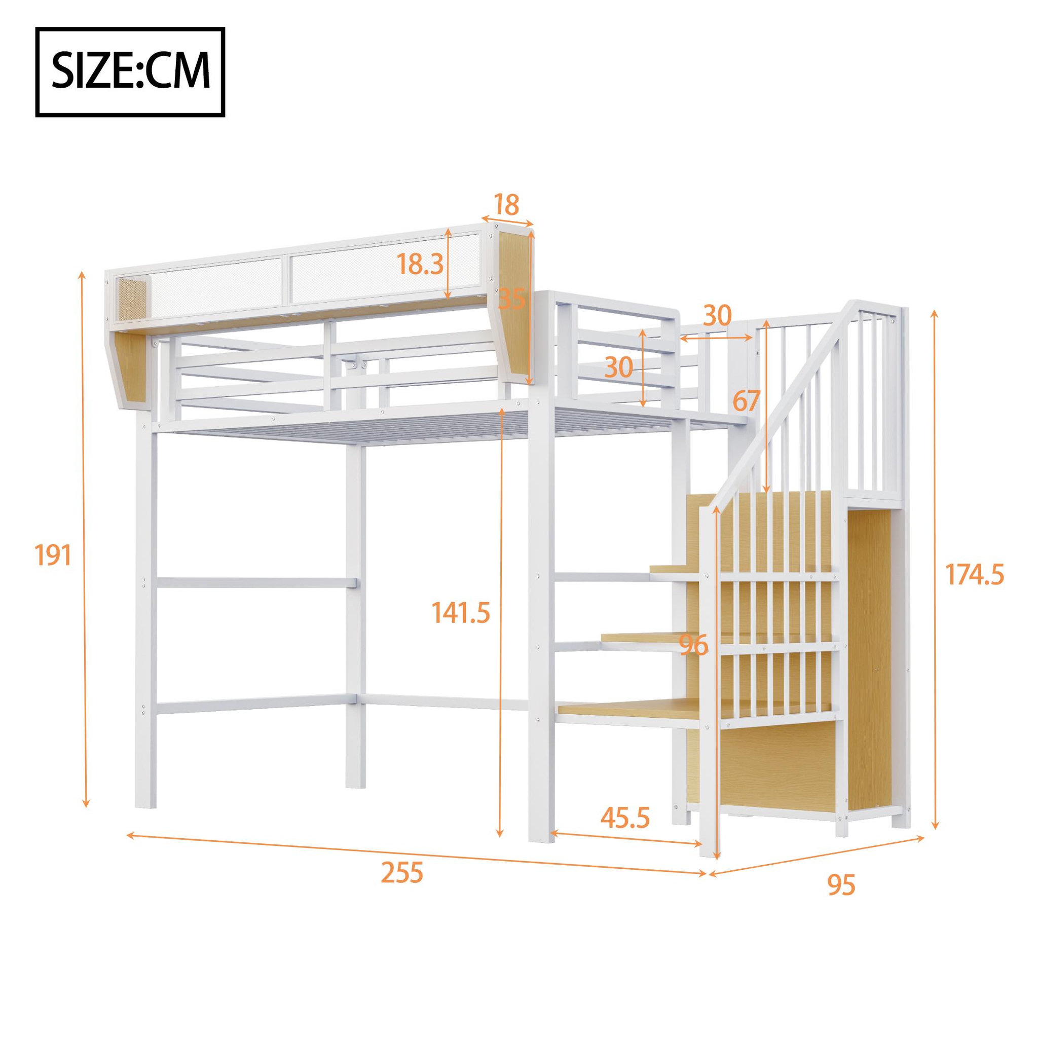 Voir la diapositive 3 : MERAX Lit mezzanine 140x200cm