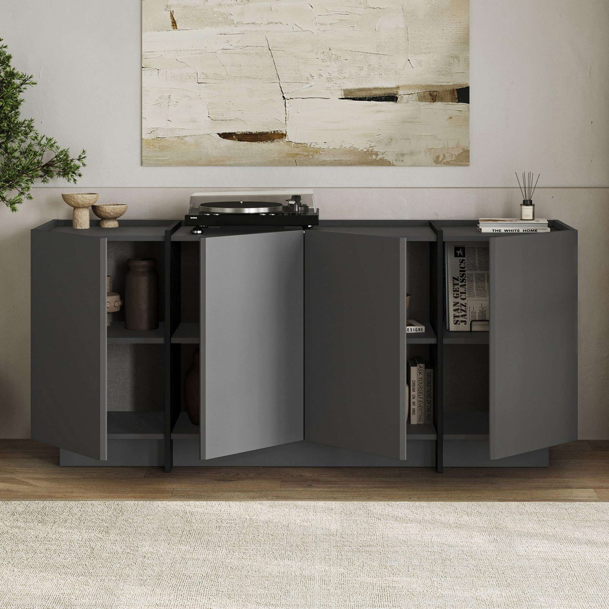 Voir la diapositive 4 : Habitat et Jardin Buffet en bois  dorma  - 180 x 45 x 80 cm - anthracite / noir