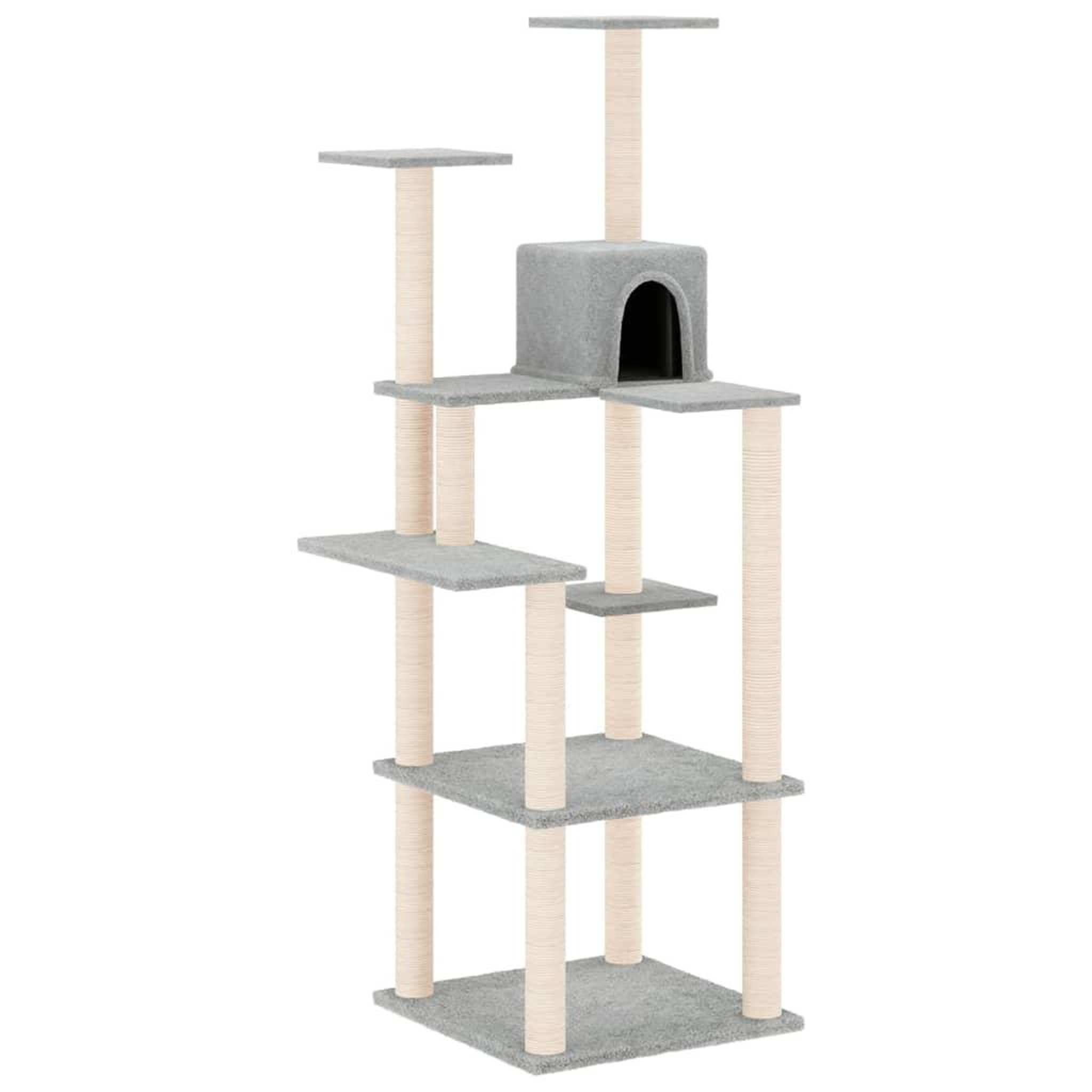 Voir la diapositive 2 : VIDAXL Arbre a chat avec griffoirs en sisal Gris clair 153 cm