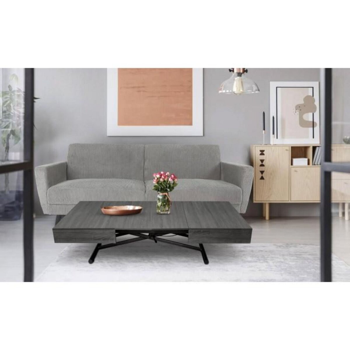 Paris Prix Table Basse Relevable  Lift  120-190cm Gris