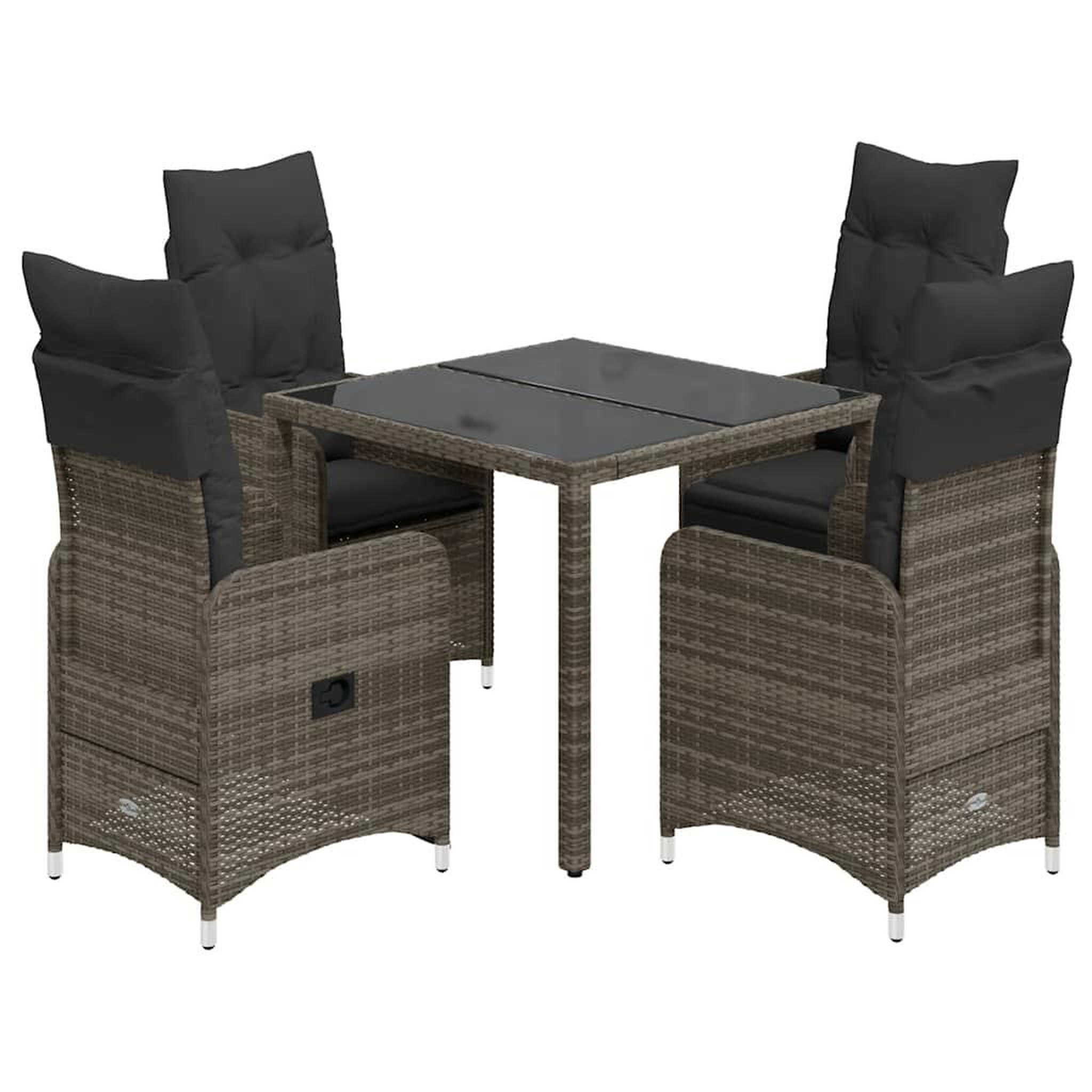 VIDAXL Ensemble de bistro de jardin 5 pcs coussins gris poly rotin