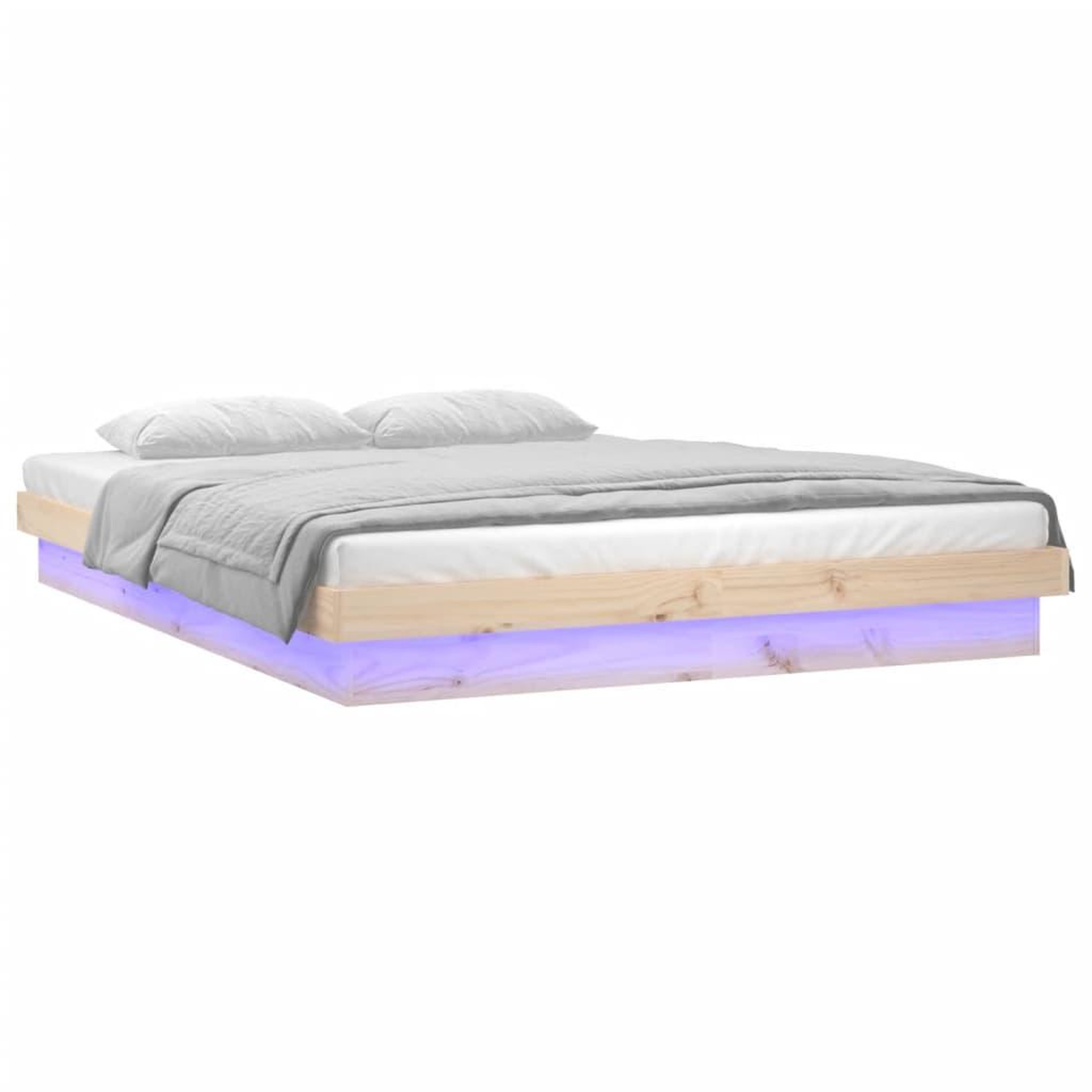 Voir la diapositive 4 : VIDAXL Cadre de lit a LED sans matelas 120x200 cm bois massif