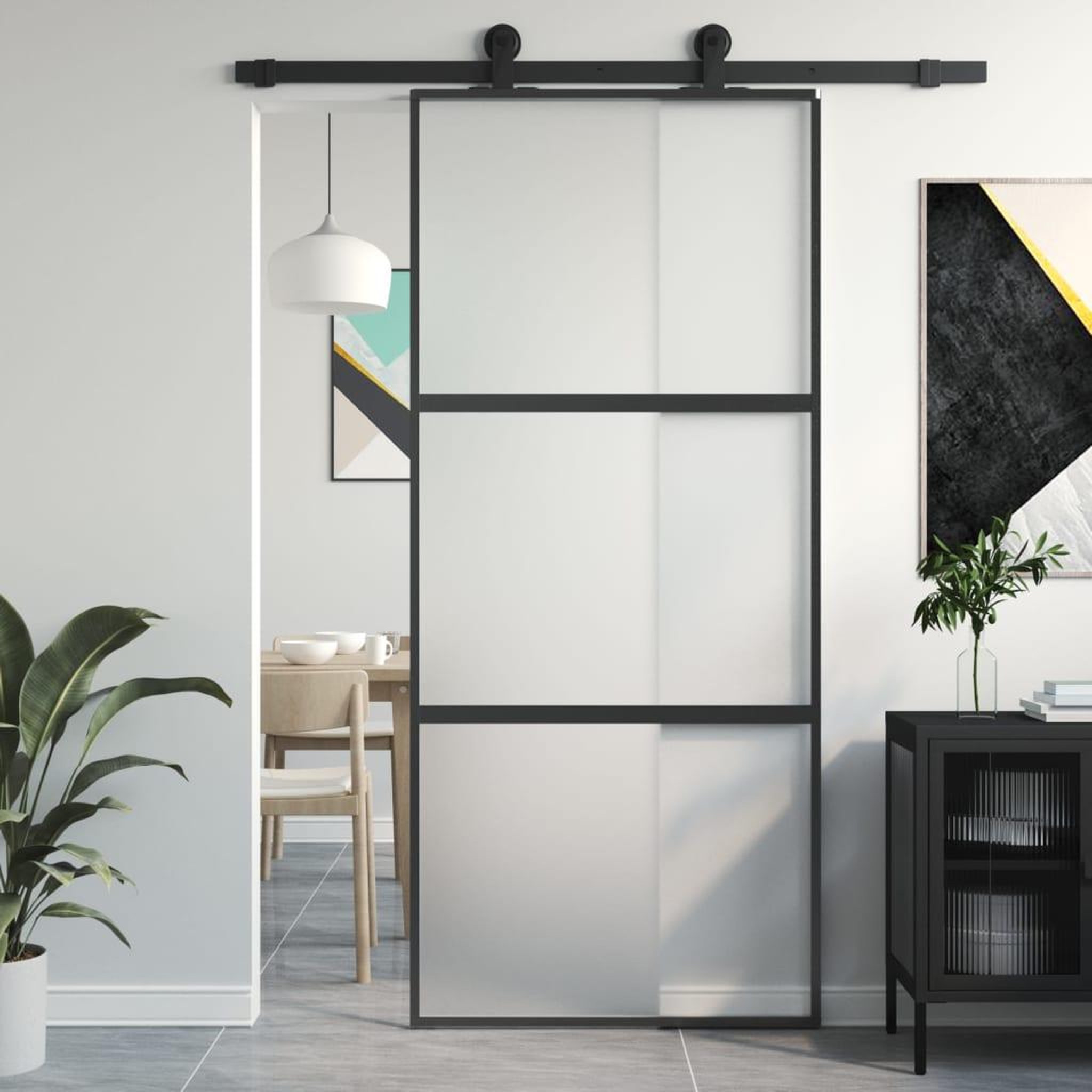 VIDAXL Porte coulissante noir 90x205 cm verre trempe aluminium