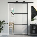 VIDAXL Porte coulissante noir 90x205 cm verre trempe aluminium
