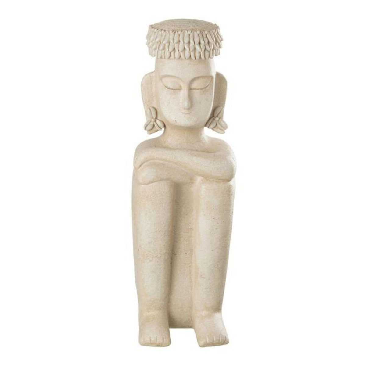 Paris Prix Statue Déco  Assise Ethnique  45cm Beige