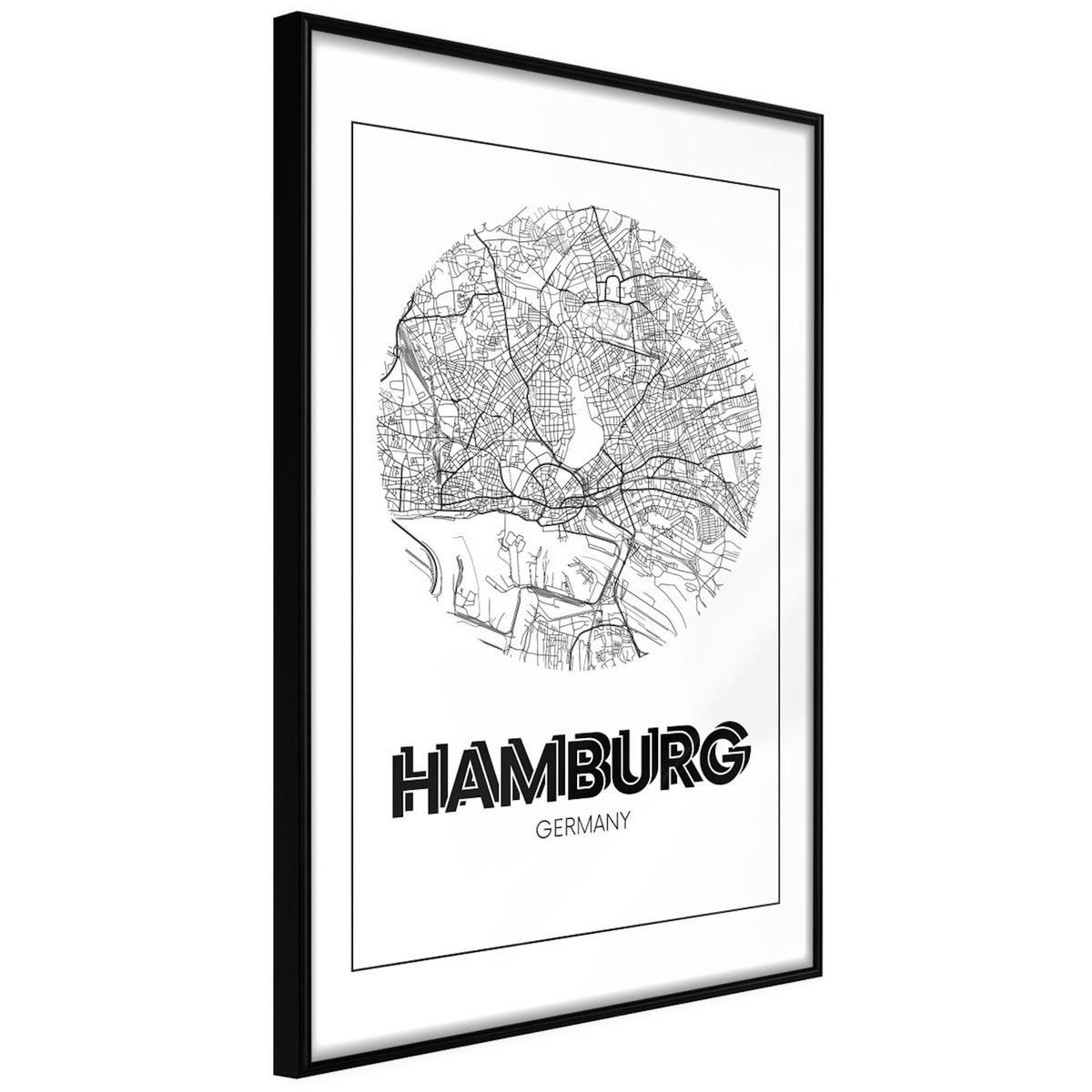 Paris Prix Affiche Murale Encadrée  City Map Hamburg Round