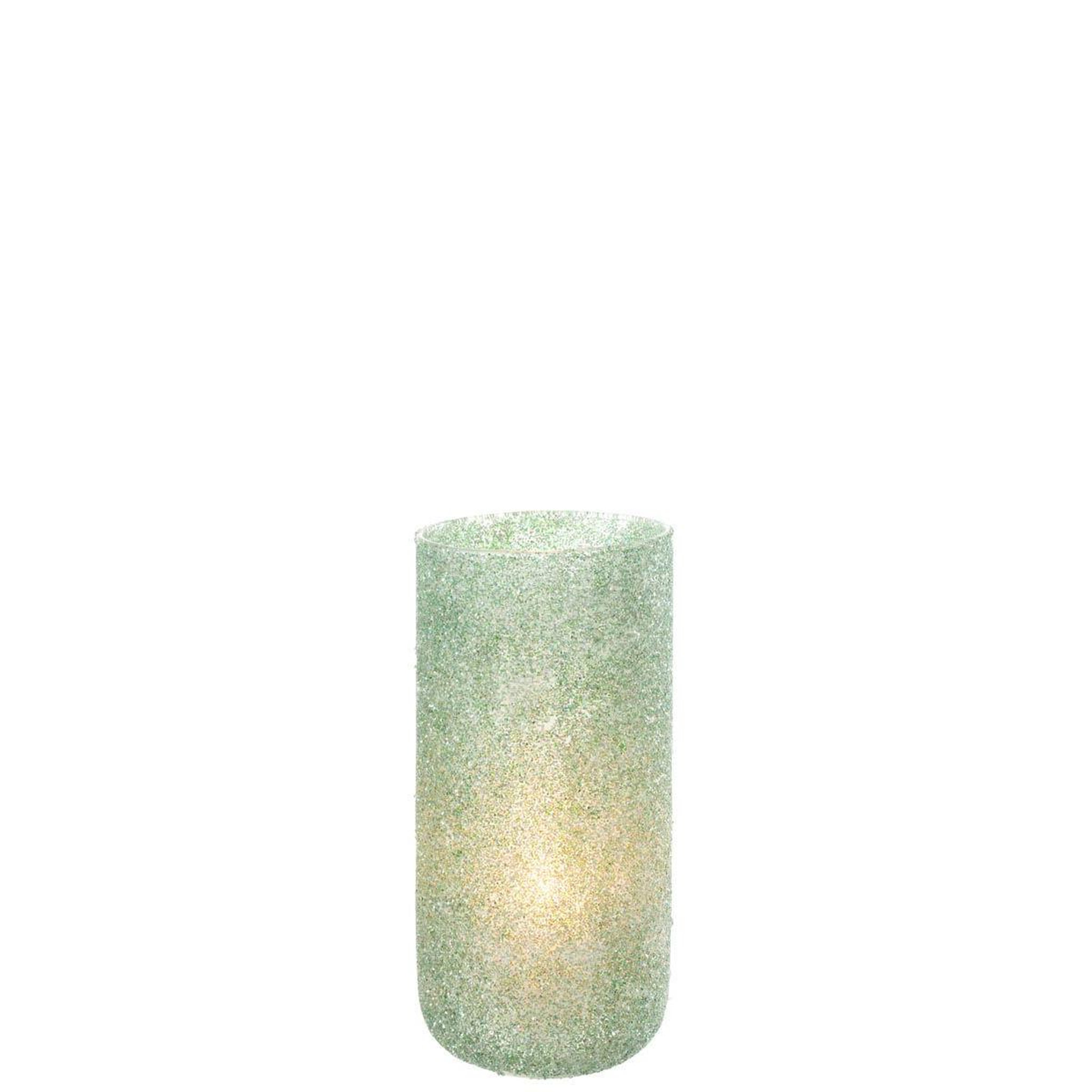 Voir la diapositive 2 : J-LINE Photophore déco en verre  fore  28cm vert
