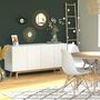 Voir la diapositive 2 : Bahut scandinave SNOW blanc, 4 portes 2 tiroirs L160cm