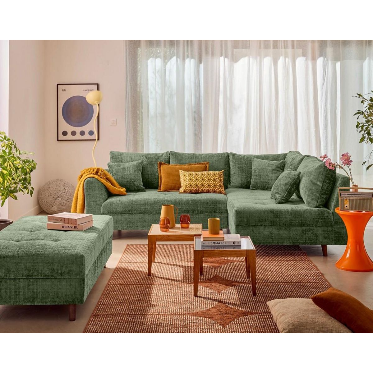 LISA DESIGN Rune - canapé d'angle droit 4 places en velours texturé