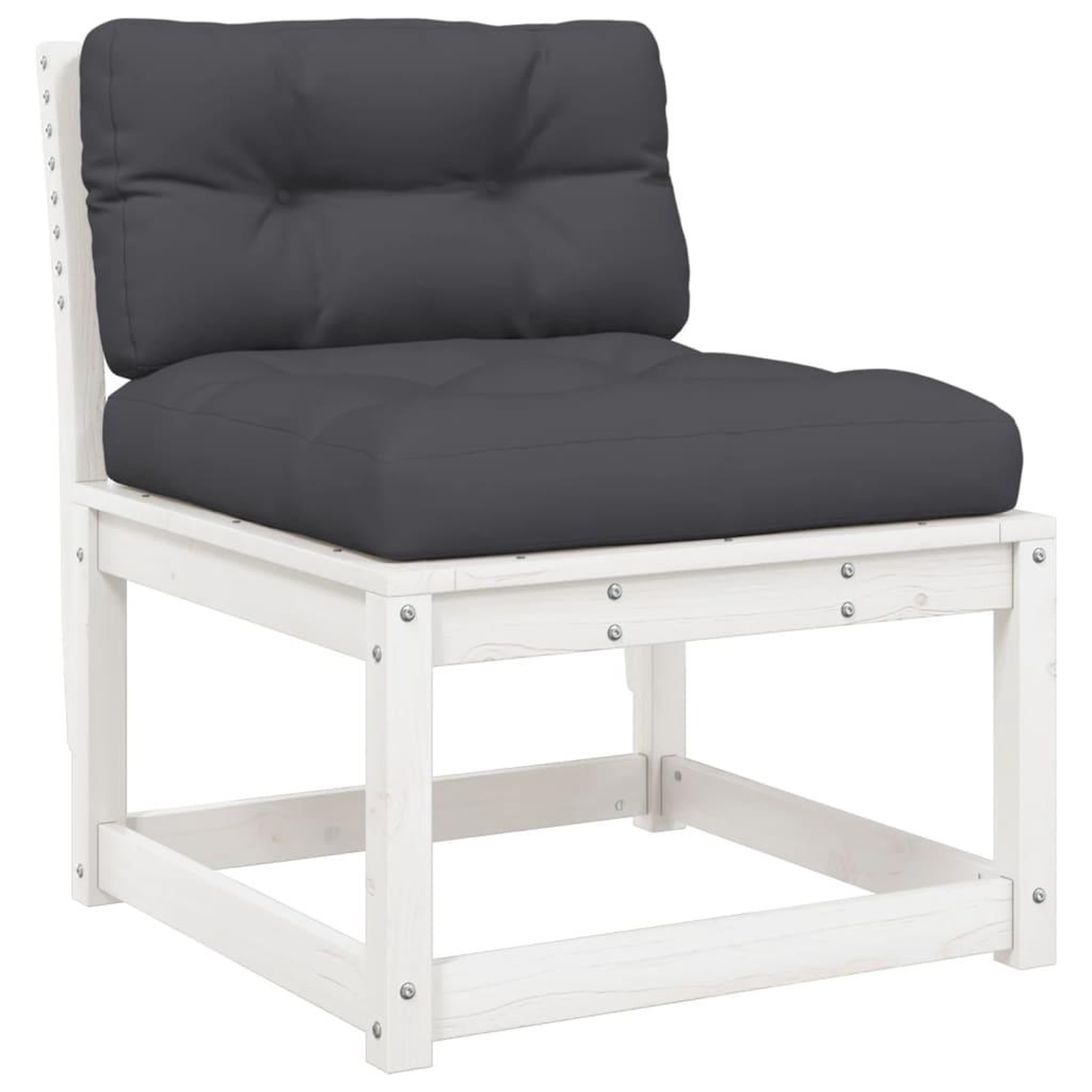 Voir la diapositive 3 : VIDAXL Salon de jardin 5 pcs avec coussins blanc bois massif de pin