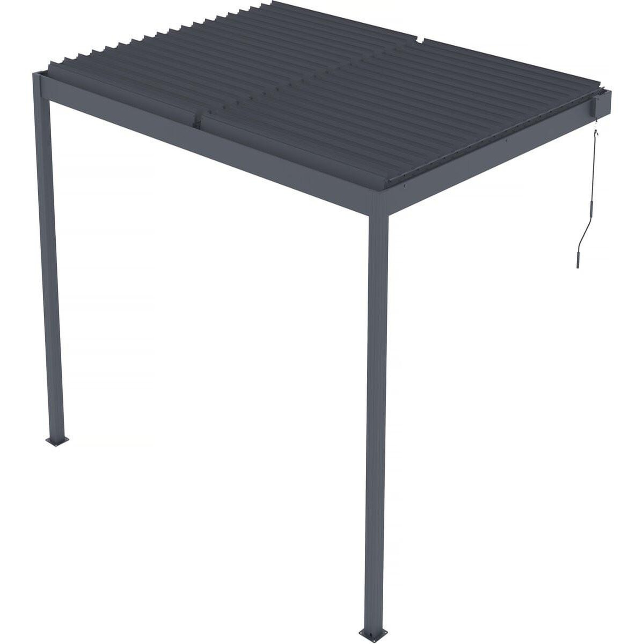 Voir la diapositive 4 : Habitat et Jardin Pergola bioclimatique adossée avec led  windsor  - 3 x 4 m - anthracite