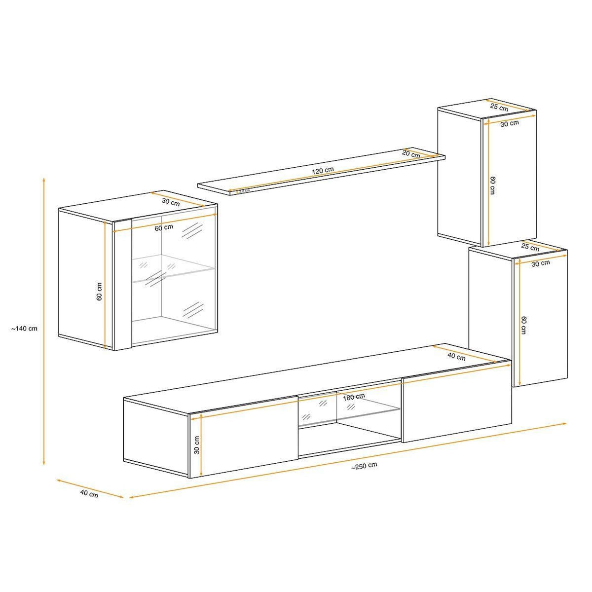 Paris Prix Ensemble Meuble TV  Switch XXIII  250cm Naturel