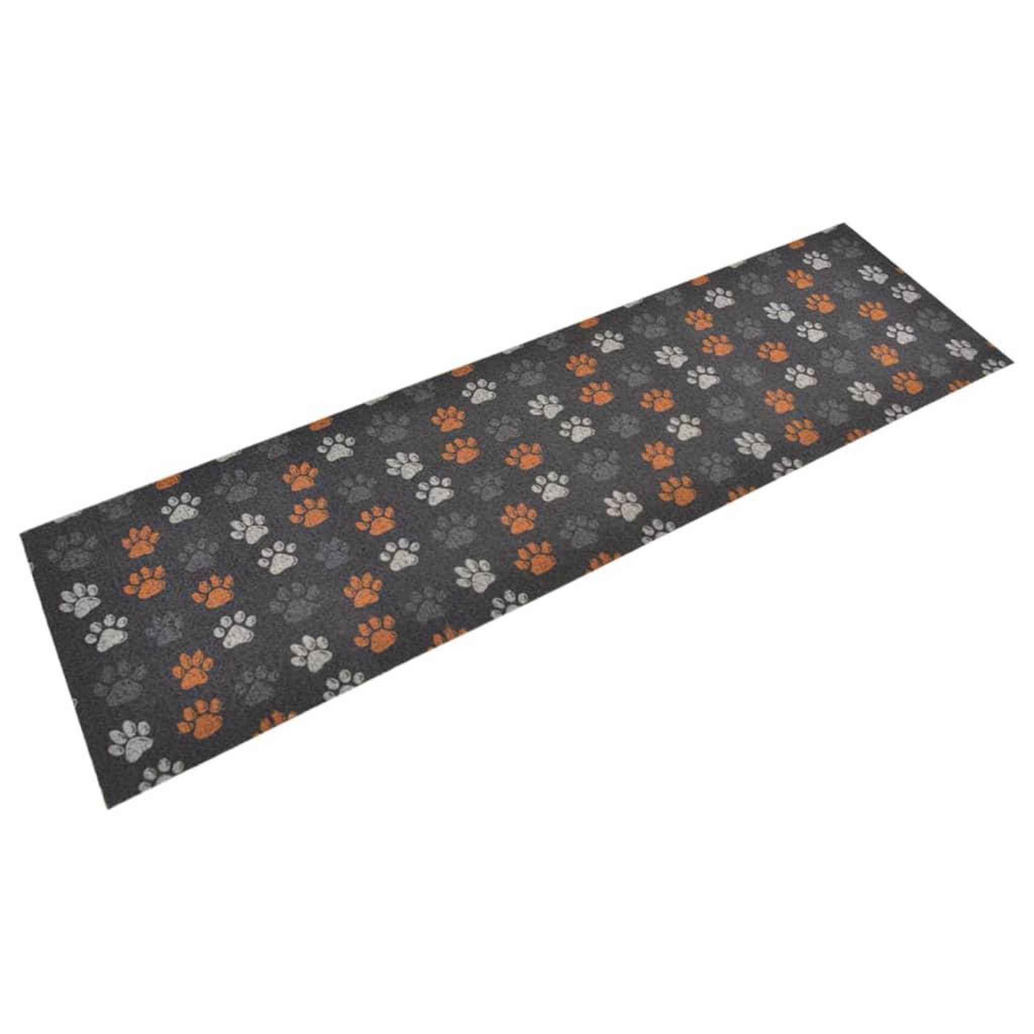 VIDAXL Tapis de cuisine lavable impression de pattes 45x150 cm velours