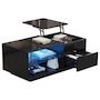 Voir la diapositive 1 : MERAX Table basse relevable rectangulaire noir - 49x100 cm led panneau de particules