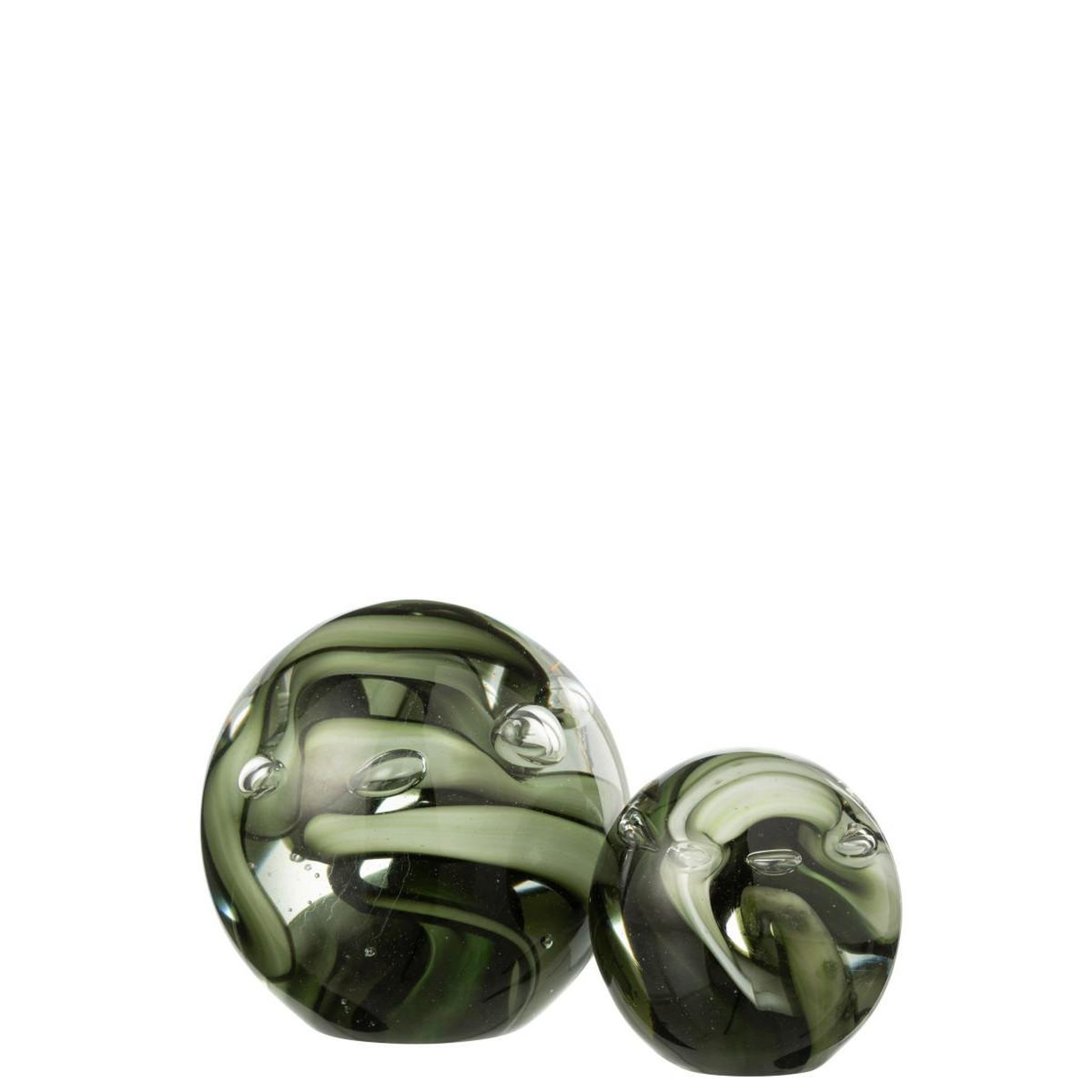 Voir la diapositive 2 : J-LINE Presse-papier rond en verre  tornado  12cm vert