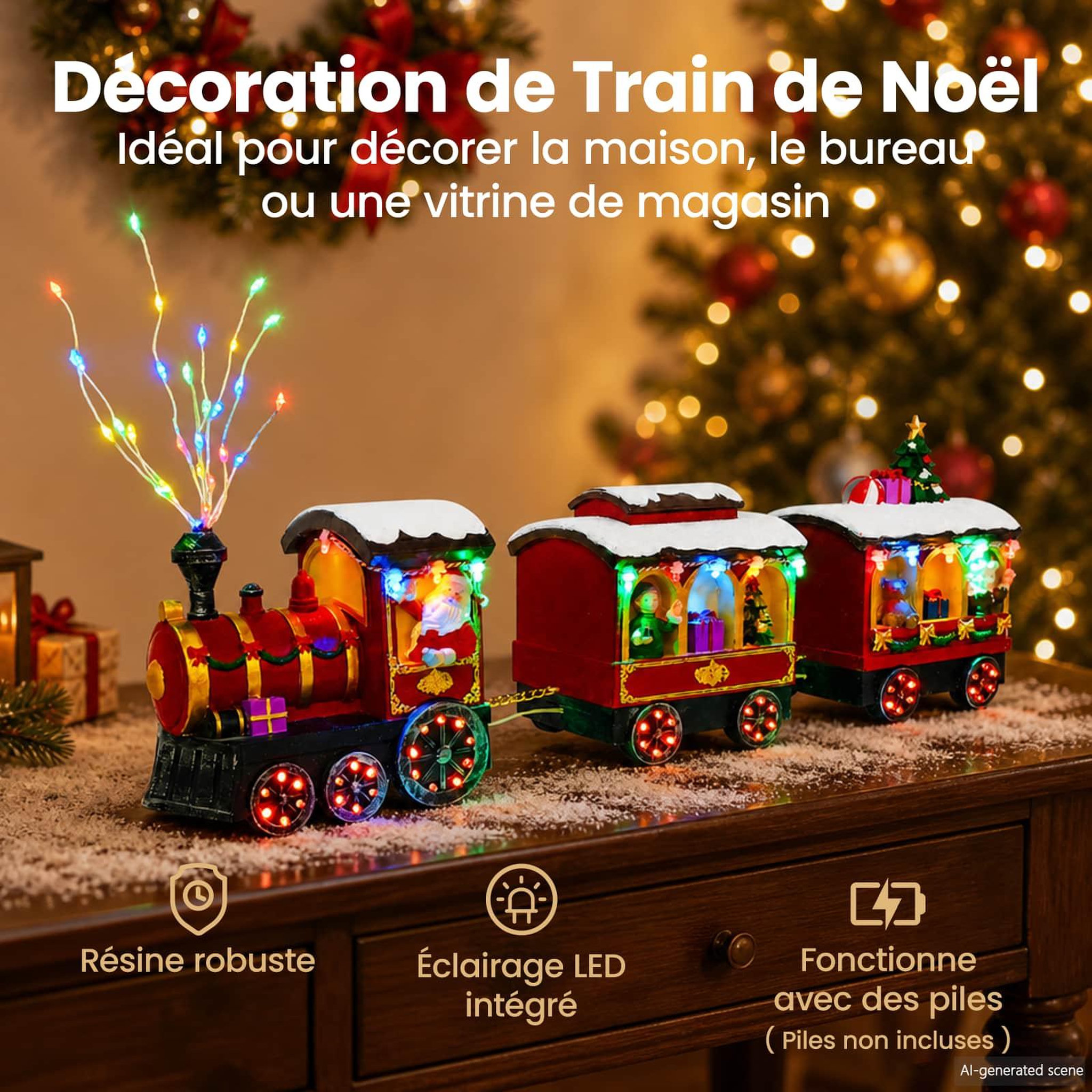 Voir la diapositive 4 : VIDAXL Train de Noël SALO 51 x 9,5 x 24,5 cm Resin Multicolour
