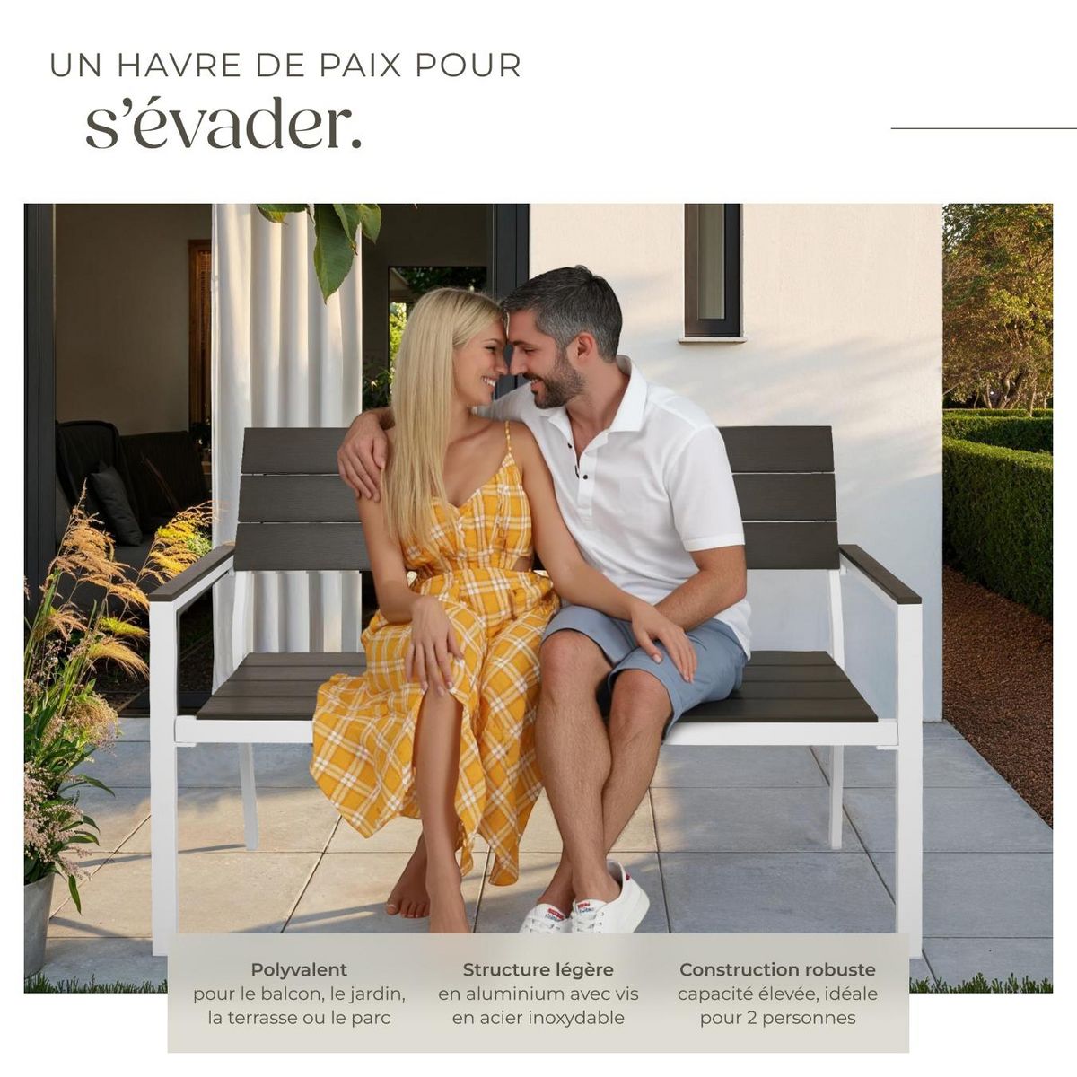 tectake Banc de jardin 2 places