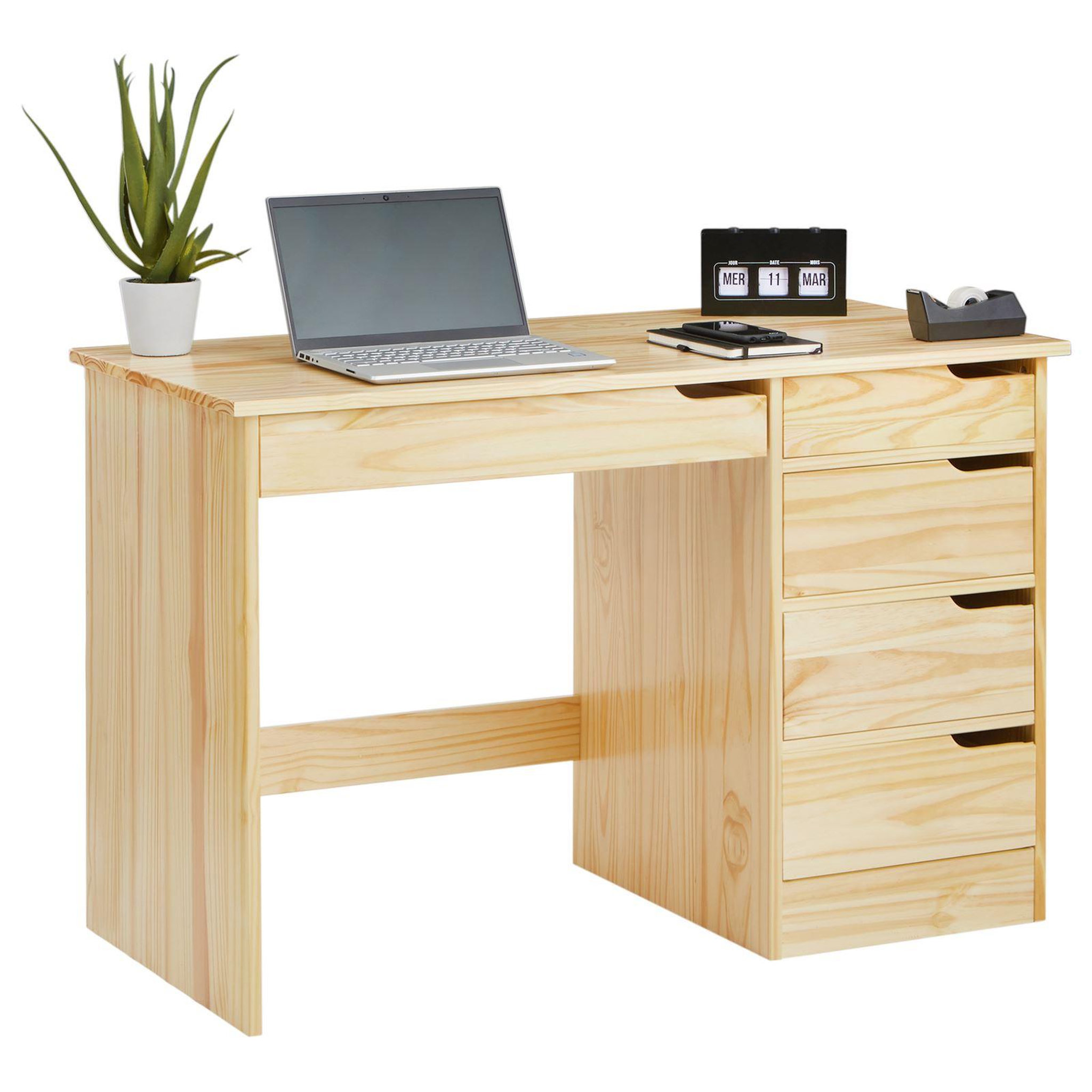 Voir la diapositive 1 : IDIMEX Bureau en pin massif HUGO