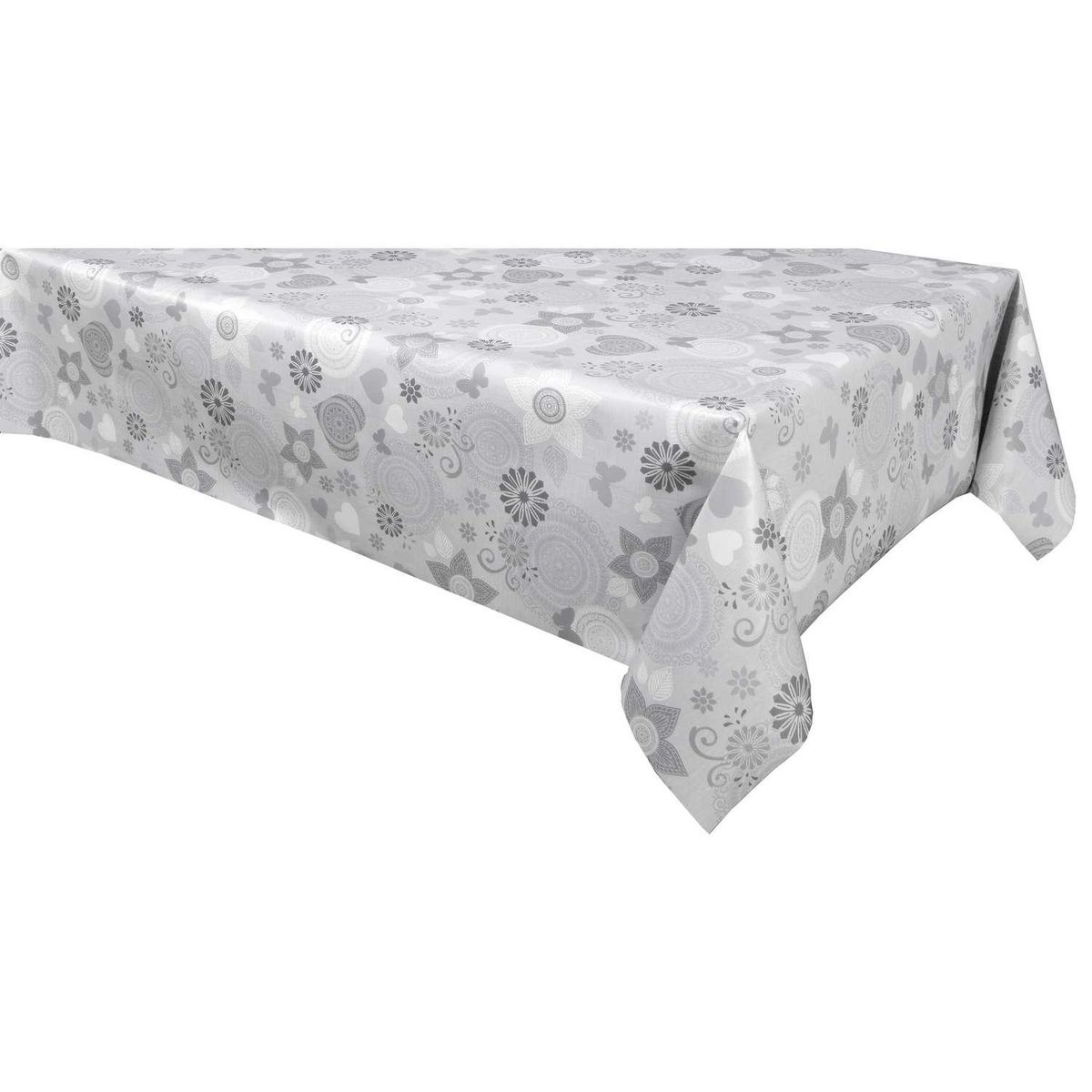 HABITABLE Nappe en toile cirée rectangulaire Paco - 140 x 250 cm - Gris
