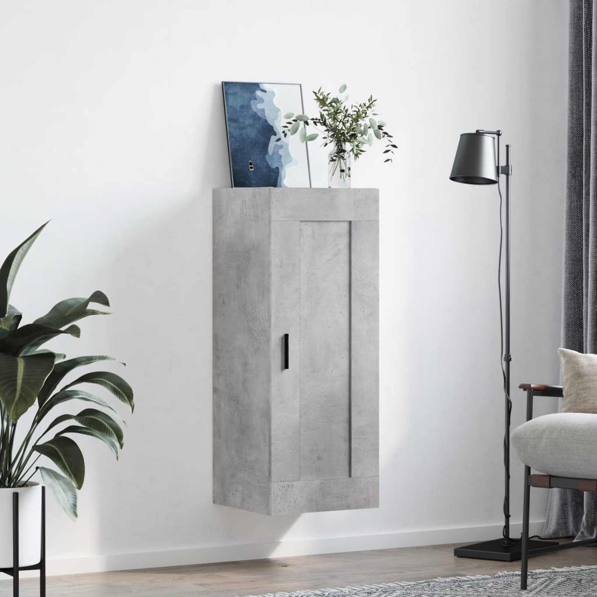 Voir la diapositive 3 : VIDAXL Armoire murale gris beton 34,5x34x90 cm bois d'ingenierie