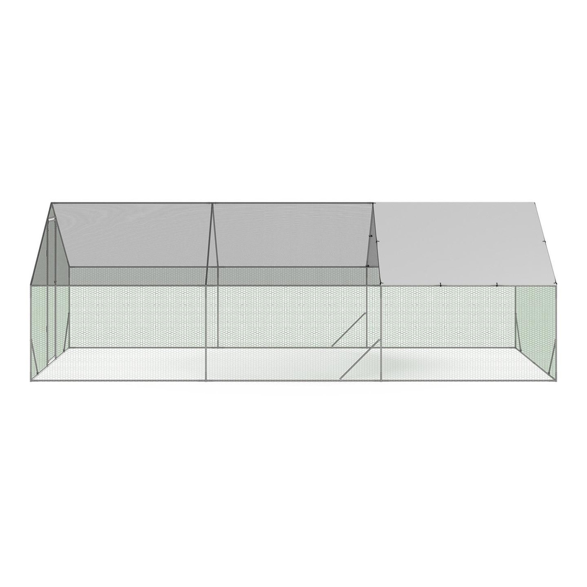 Voir la diapositive 4 : ID MARKET Enclos poulailler 18 m² parc grillagé 6x3 m acier galvanisé