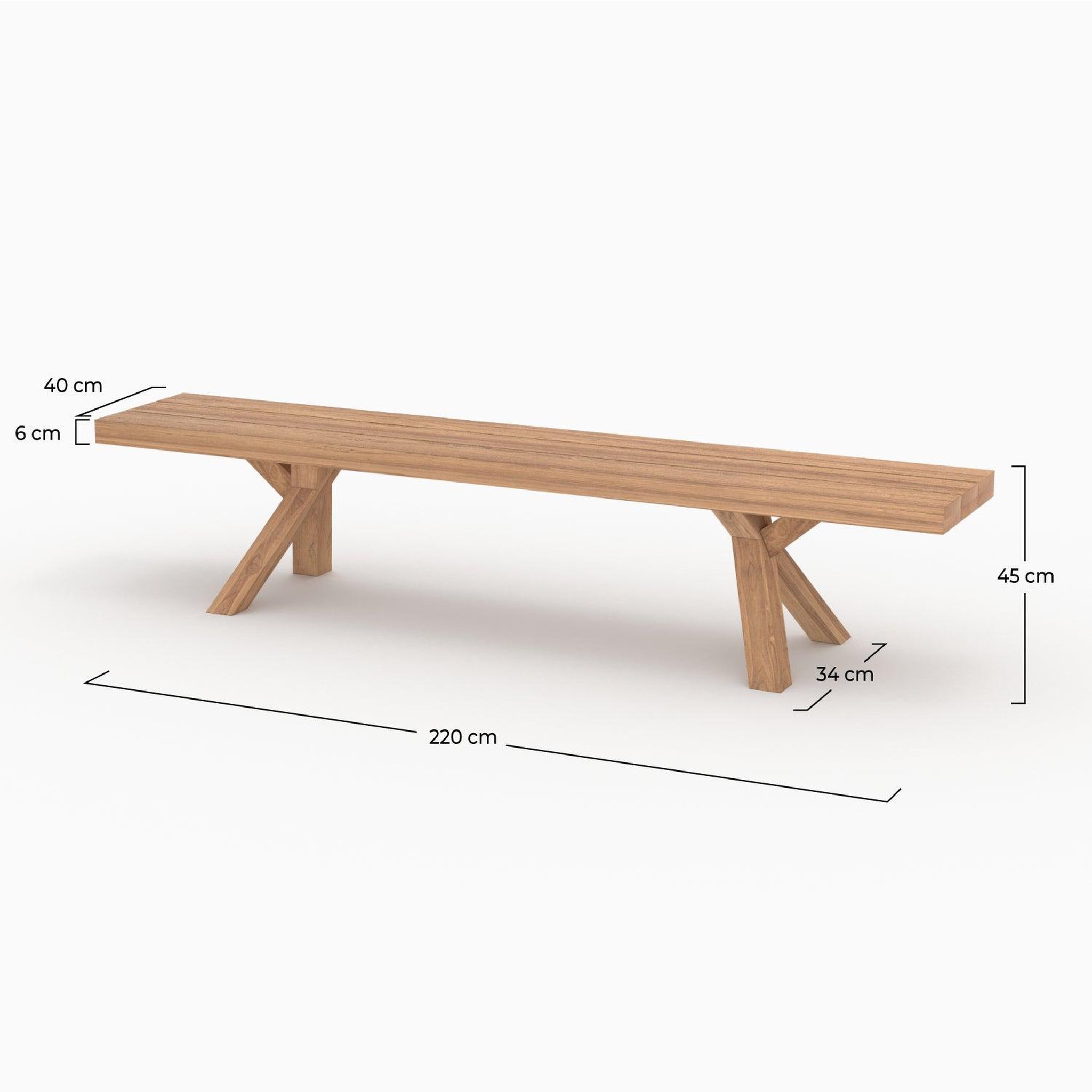Voir la diapositive 4 : MAISON PAVANE Banc de jardin en bois de teck 4 personnes-soraya