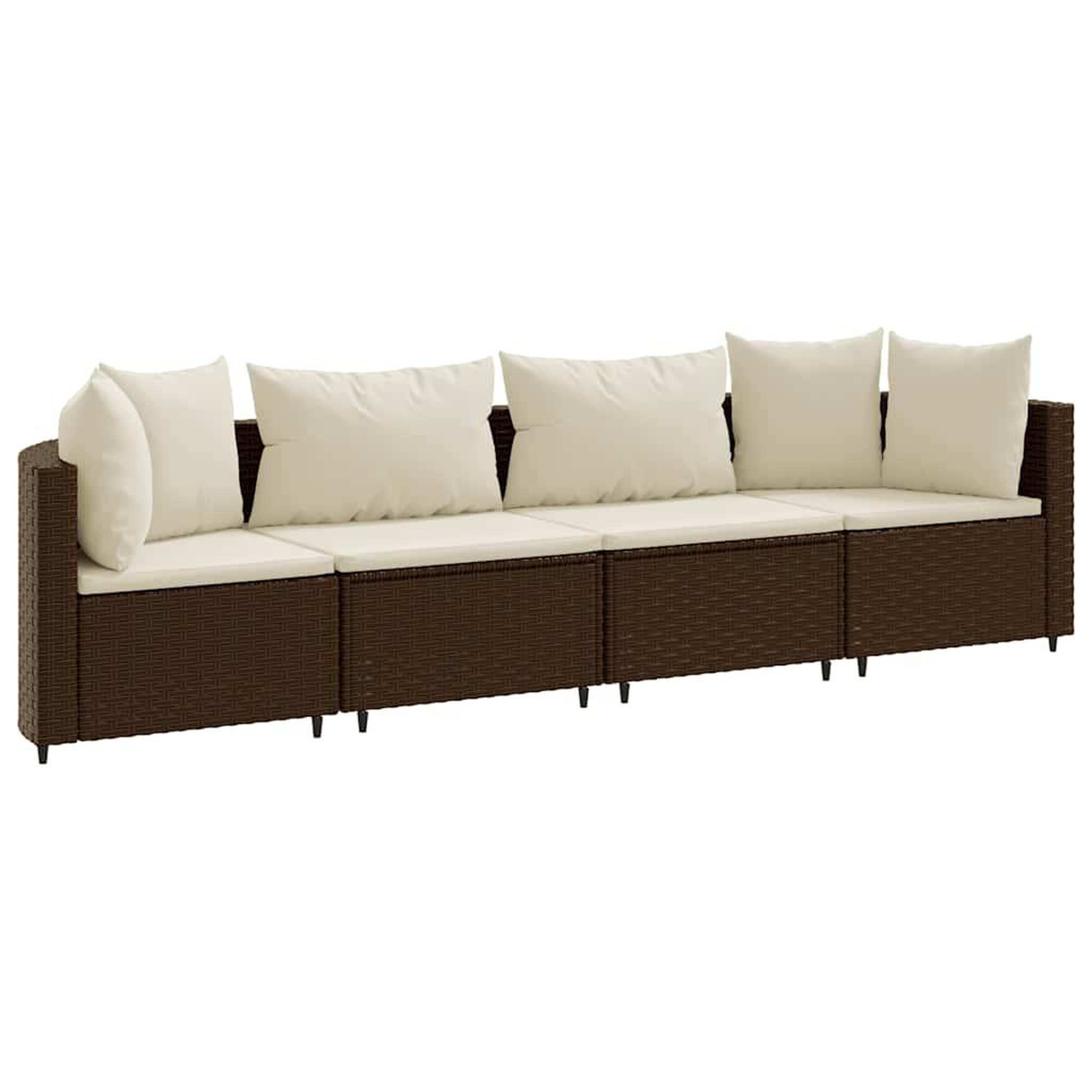Voir la diapositive 2 : VIDAXL Salon de jardin 4 pcs avec coussins marron resine tressee