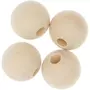 RICO DESIGN 4 Perles rondes macramé - bois nature - 35 mm