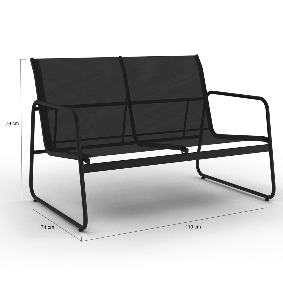 ID MARKET Salon de jardin bas MALAGA 6 places avec canapé, fauteuils et table noir et bois