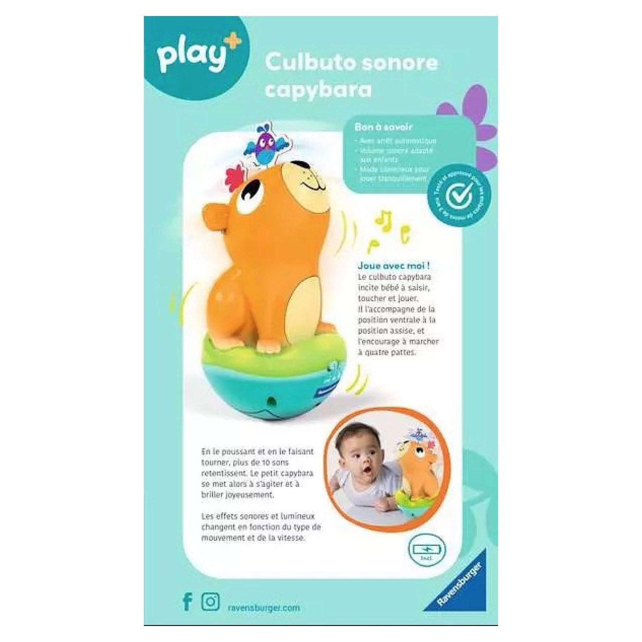 Voir la diapositive 2 : RAVENSBURGER Play+ culbuto sonore capybara
