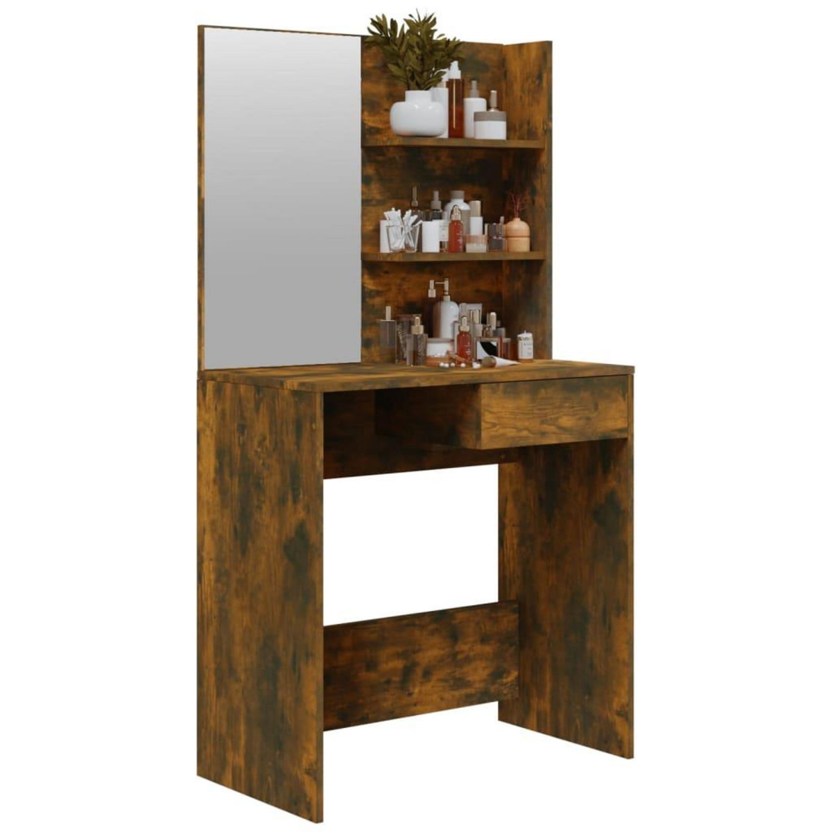 VIDAXL Coiffeuse avec miroir Chene fume 74,5x40x141 cm