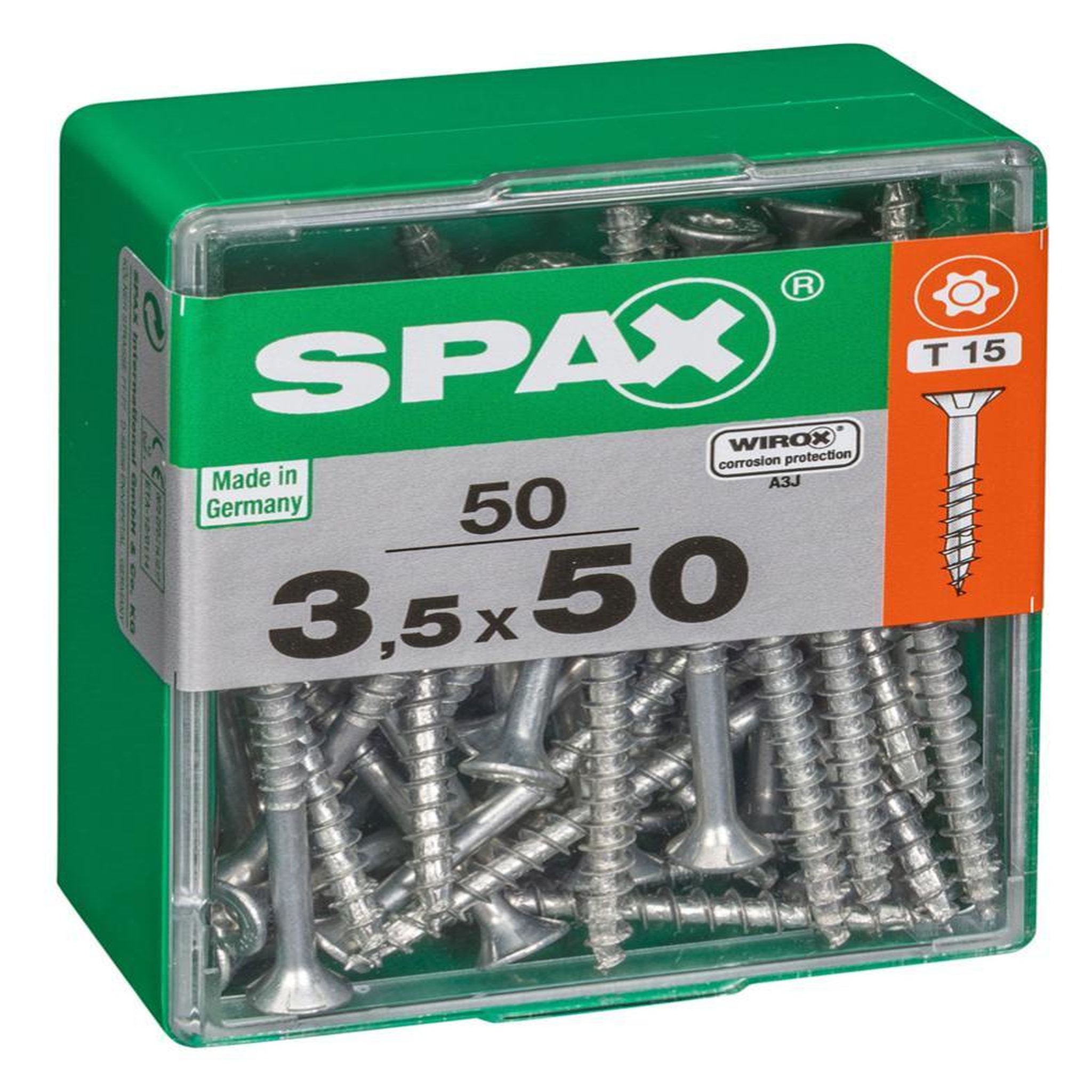 CENTRALE BRICO Lot de 50 vis acier tête autofraisée plate SPAX, Diam.3.5 mm x L.50 mm