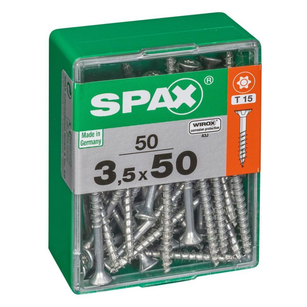 CENTRALE BRICO Lot de 50 vis acier tête autofraisée plate SPAX, Diam.3.5 mm x L.50 mm