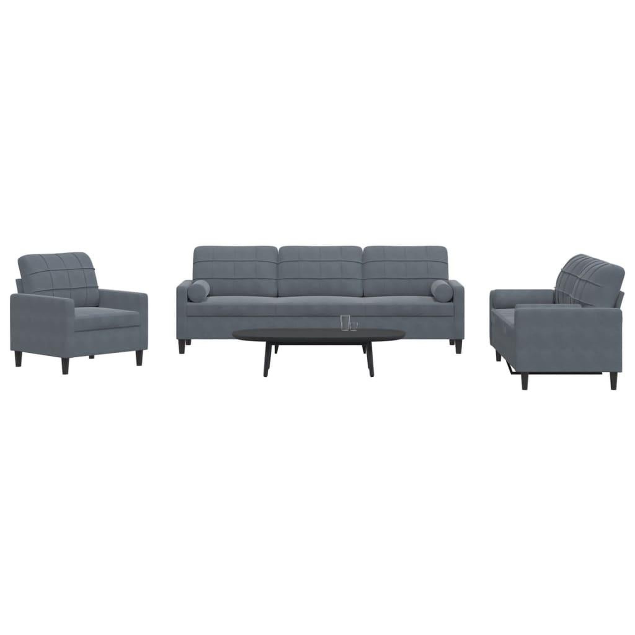 VIDAXL Ensemble de canapes 3 pcs avec coussins et traversins velours