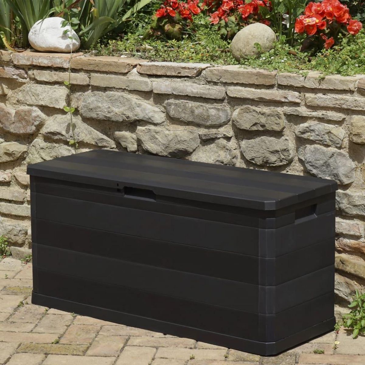 VIDAXL Boîte de rangement de jardin noir 117x45x56 cm