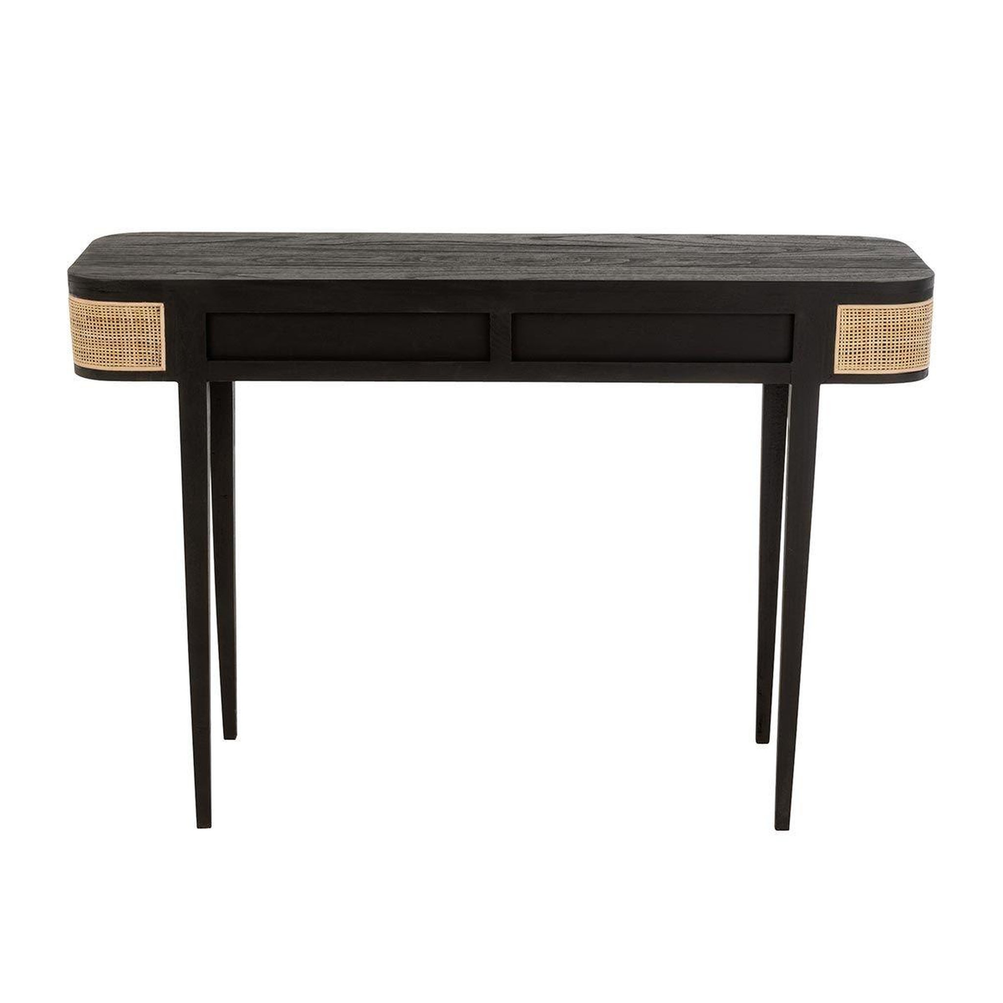 Voir la diapositive 4 : J-LINE Console 2 tiroirs en bois  molly  120cm noir & beige