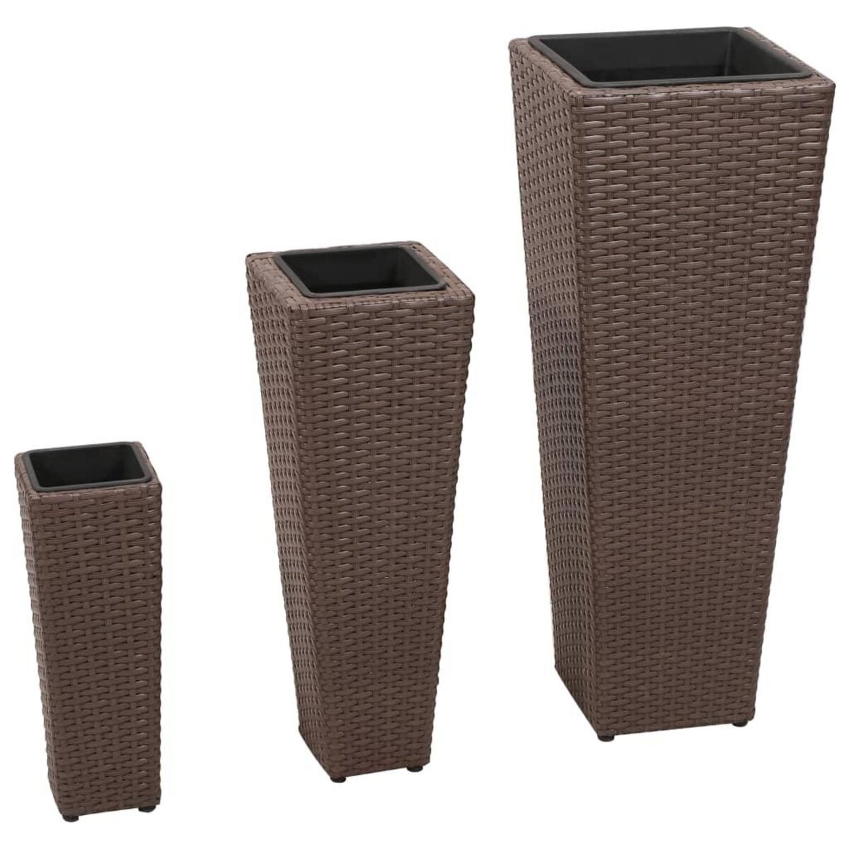 VIDAXL Lits sureleves de jardin 3 pcs Resine tressee Marron