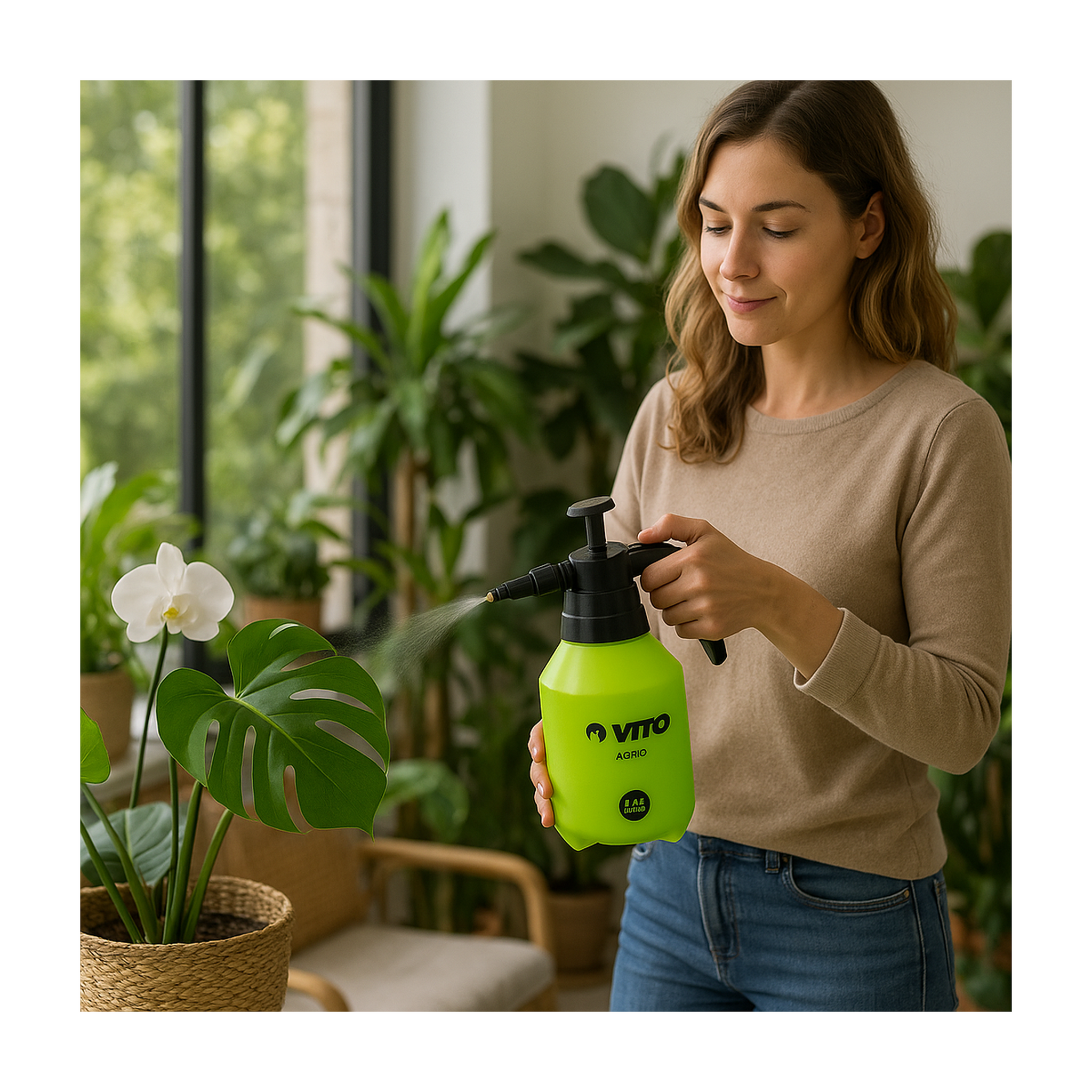 Voir la diapositive 5 : VITO Pulvérisateur à main 1,5l vito jet réglable - pulvérisateur à pression léger idéal terrasse, potager, plantes fragiles