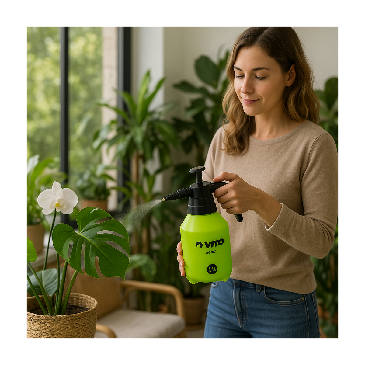 VITO Pulvérisateur à Main Jardin 1,5L VITO Jet Réglable - Pulvérisateur à Pression Léger Idéal Terrasse, Potager, Plantes Fragiles