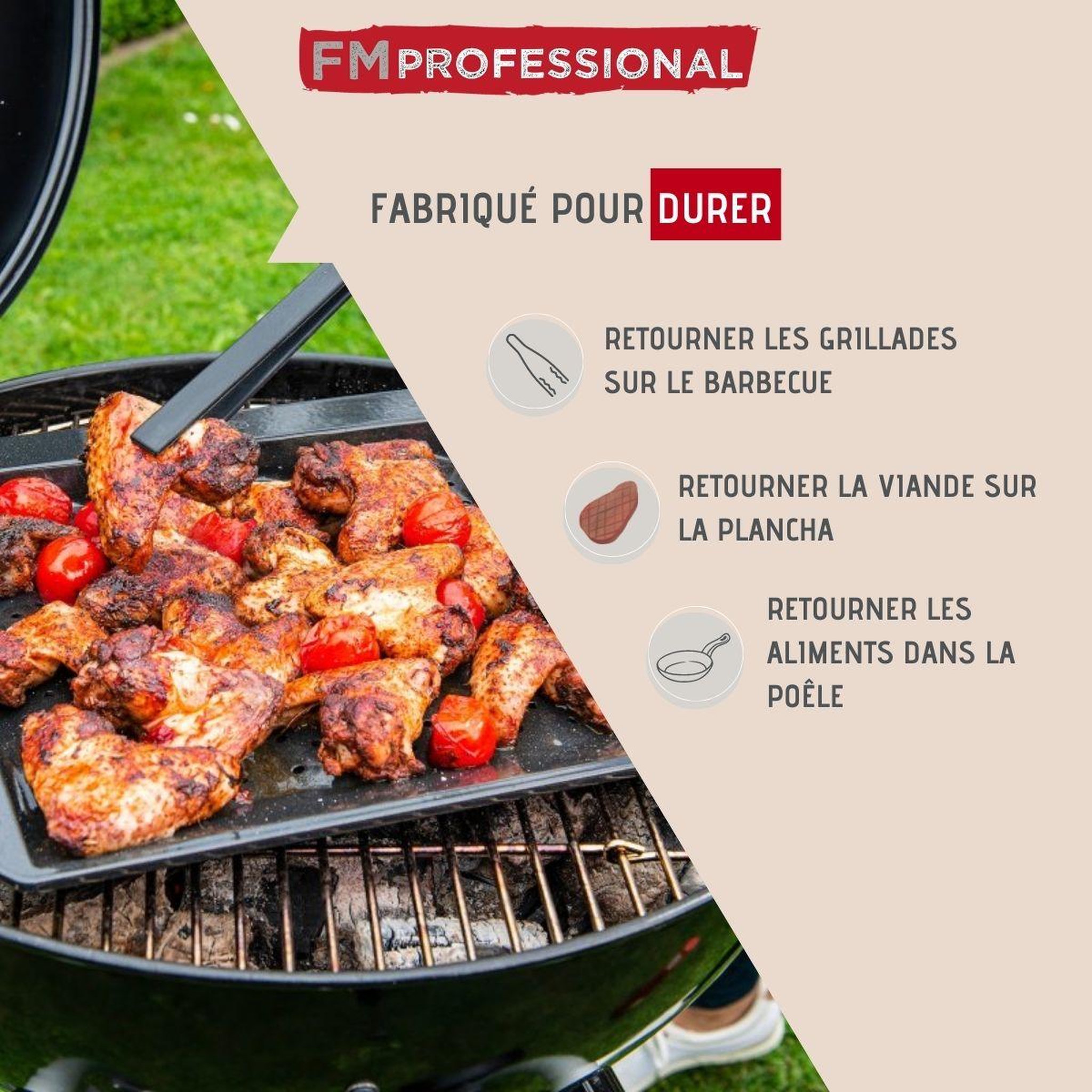 Voir la diapositive 2 : FM PROFESSIONAL Pince à barbecue silicone 29 cm fm professional barbecue
