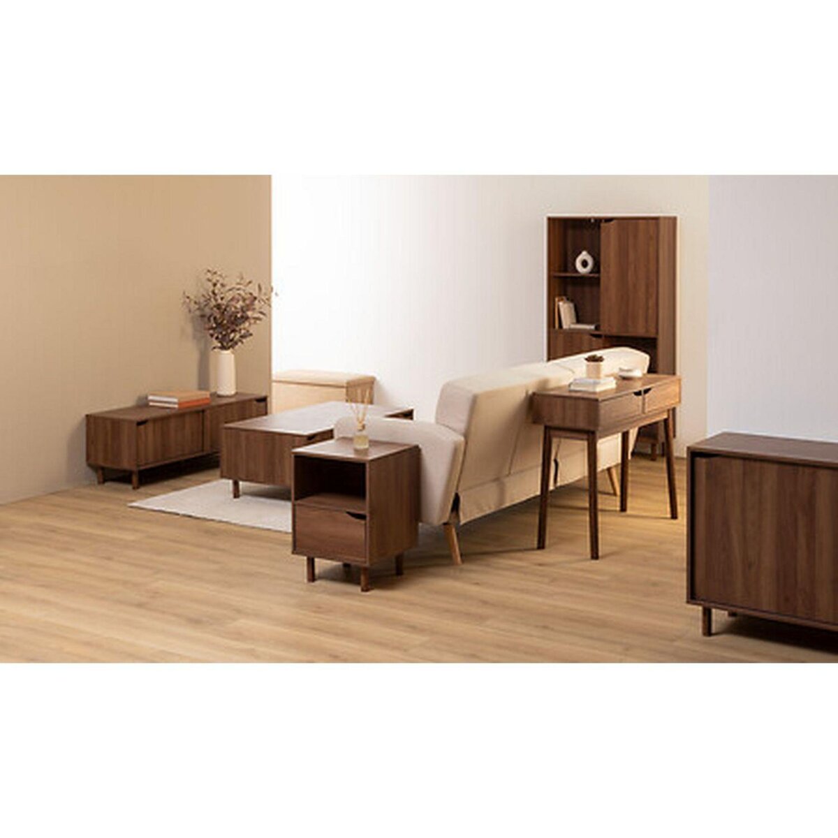 FIVE Meuble TV 2 portes coulissantes effet noyer SLIDY - Marron