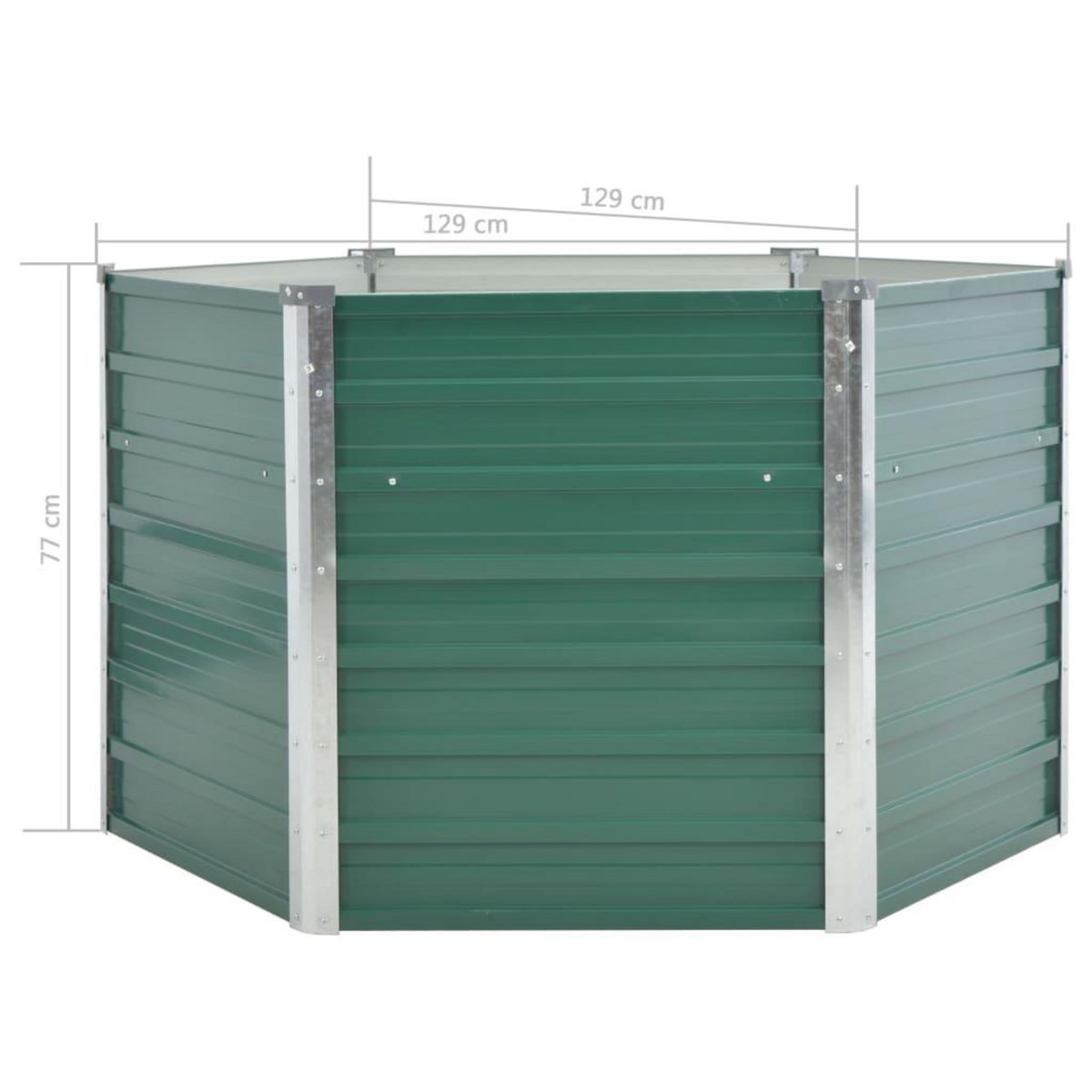 VIDAXL Lit sureleve de jardin Acier galvanise 129x129x77 cm Vert